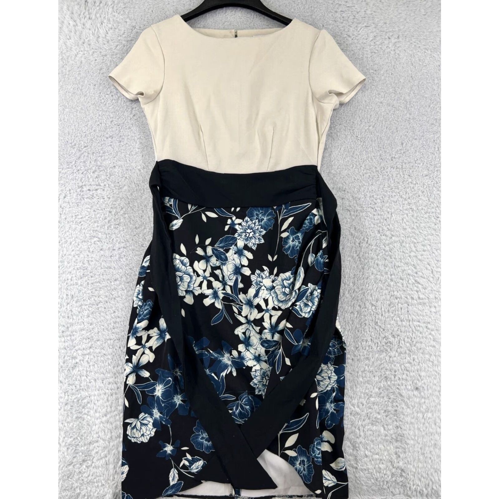 CLOSED Closet Dress Womens 6 Blue Floral Back Zip Belted Made London Ladies Size M / US 6-8 / IT 42-44 - 2 Thumbnail