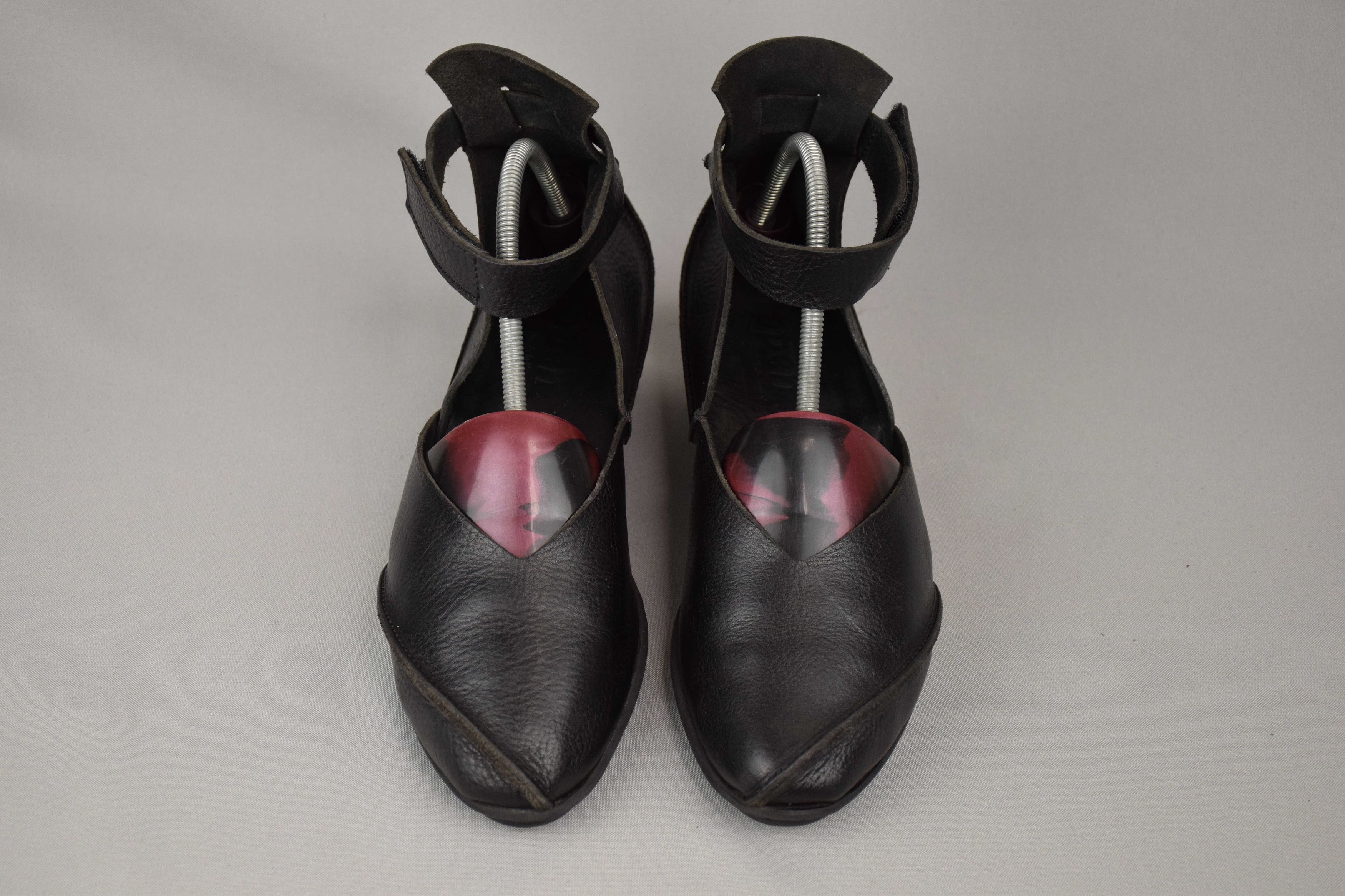 Designer × Trippen Trippen X+OS Black Waw Leather Sandals Heels US 8 UK 6 EU 39 Size US 8 / IT 38 - 4 Thumbnail