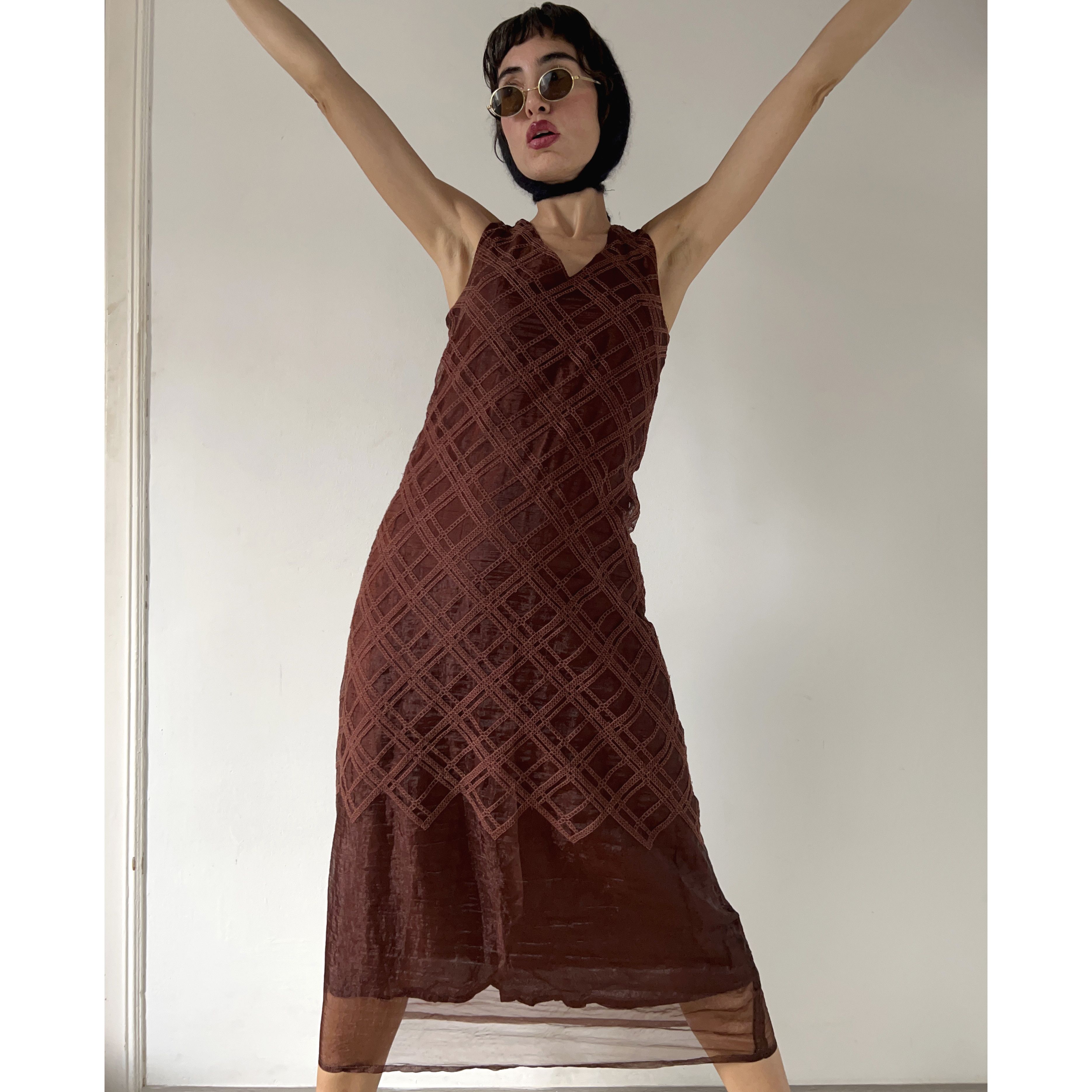 Vintage Amaya Arzuaga vintage brown tank dress Size S / US 4 / IT 40 - 1 Thumbnail