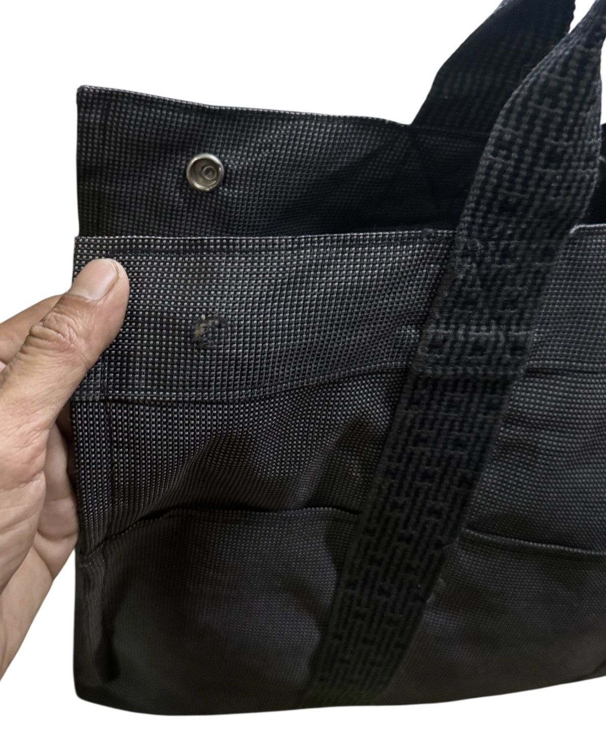 Hermes Hermes Herline Totes Bag Dark Gray Nylon Canvas Size ONE SIZE - 7 Thumbnail