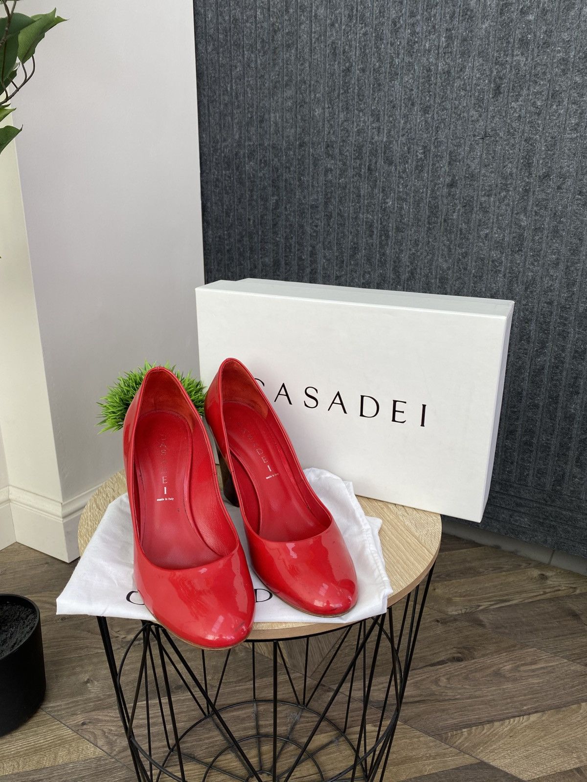 Casadei Casadei Red Patent Leather Pumps Heel Designer High Heels Size US 9 / IT 39 - 1 Thumbnail