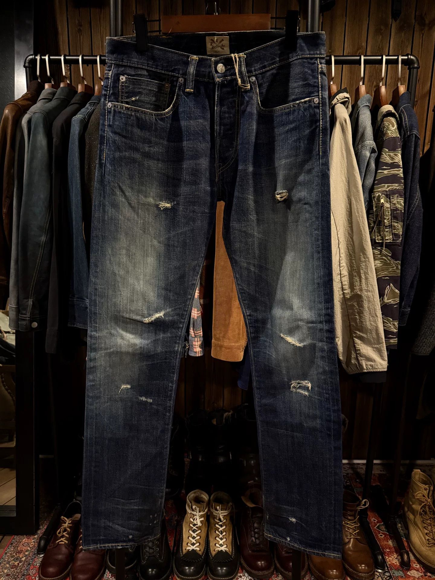 RRL Ralph Lauren RRL USA Made Distressed Jeans 31x32 Size US 31 - 1 Thumbnail