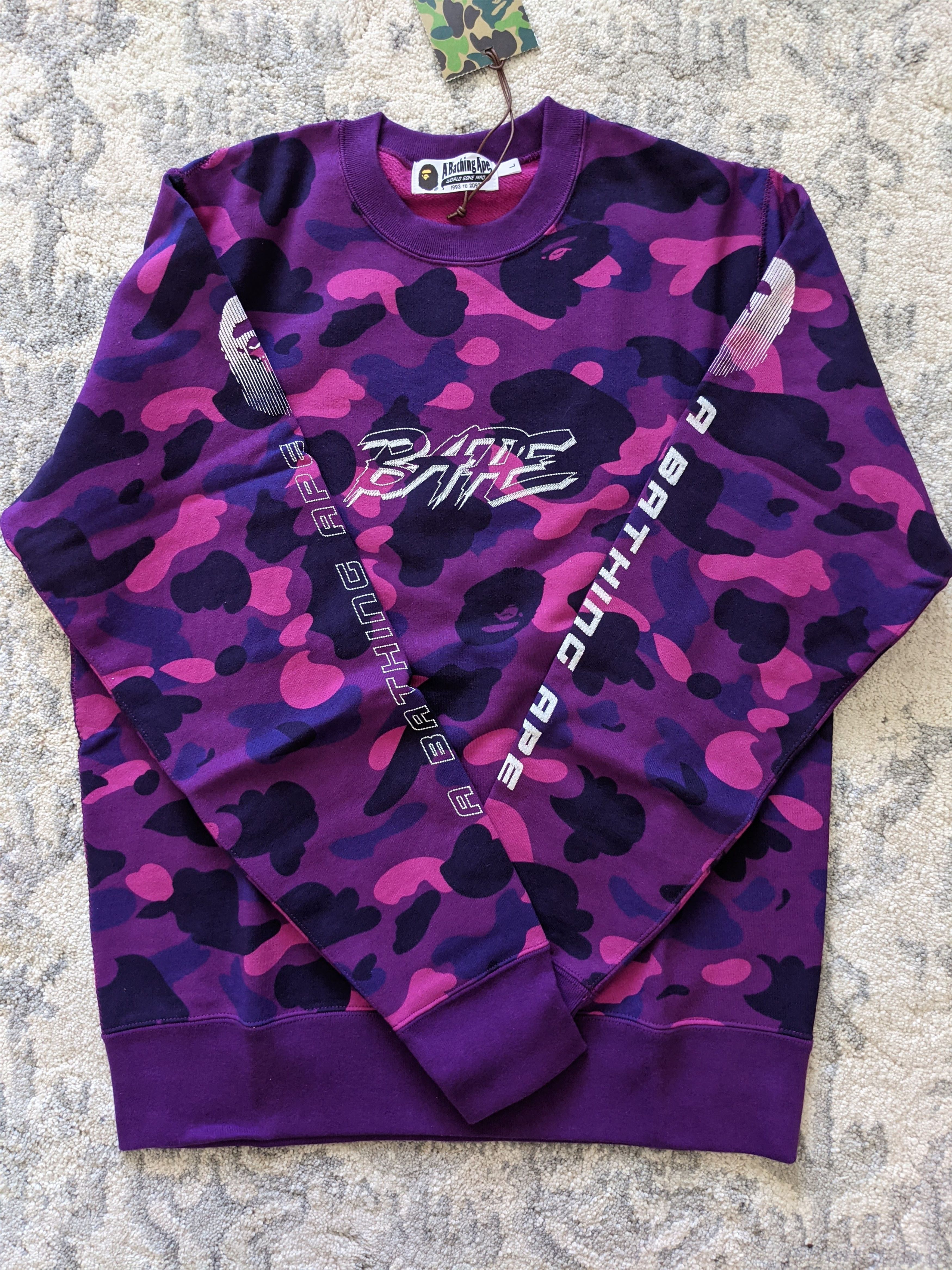 Bape Bape Purple Camo Crewneck Size US L / EU 52-54 / 3 - 1 Thumbnail