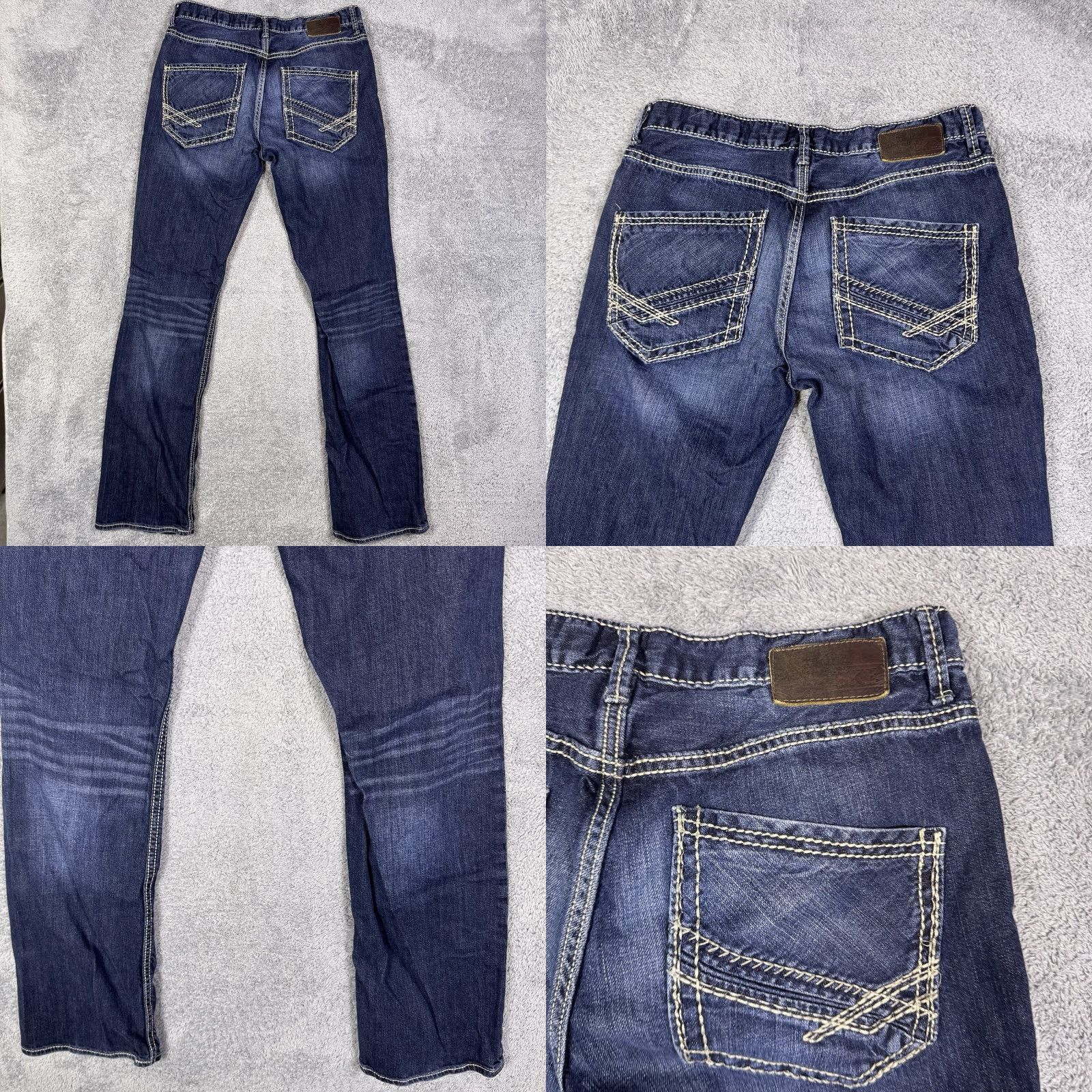 Vintage BKE Jake Jeans Mens 32XL Blue Straight Dark Wash Mid Rise Whisker Stretch Denim Jeans 5-Pocket Regular Inseam 34in Size US 32 / EU 48 - 9 Thumbnail