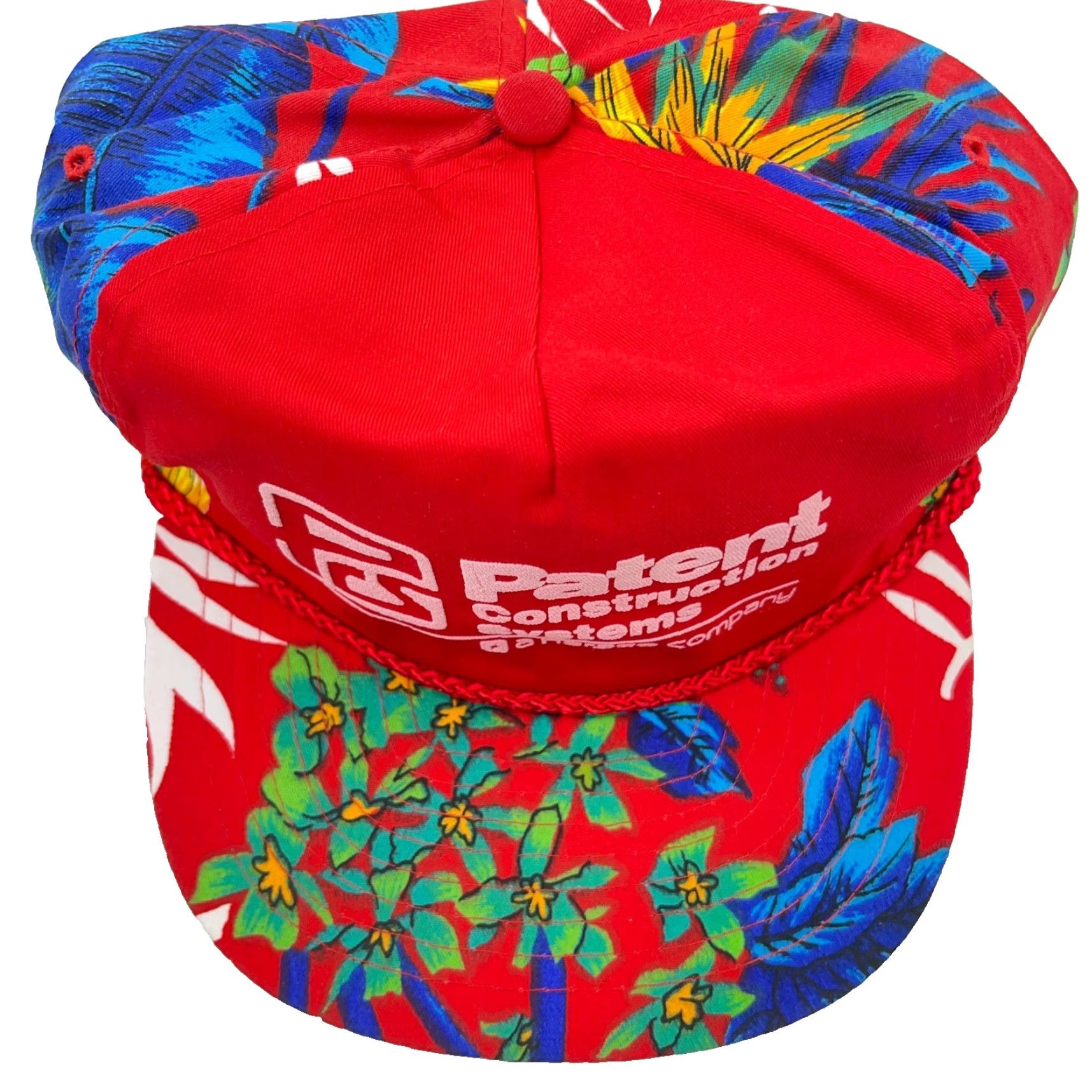 Vintage VINTAGE San Sun Floral Trucker Hat Cap Snapback Red Blue Hawaiian Rope 90s Y2K Hat Men One Size Red Floral Cap Snapback Vintage Hat Men Size ONE SIZE - 3 Thumbnail