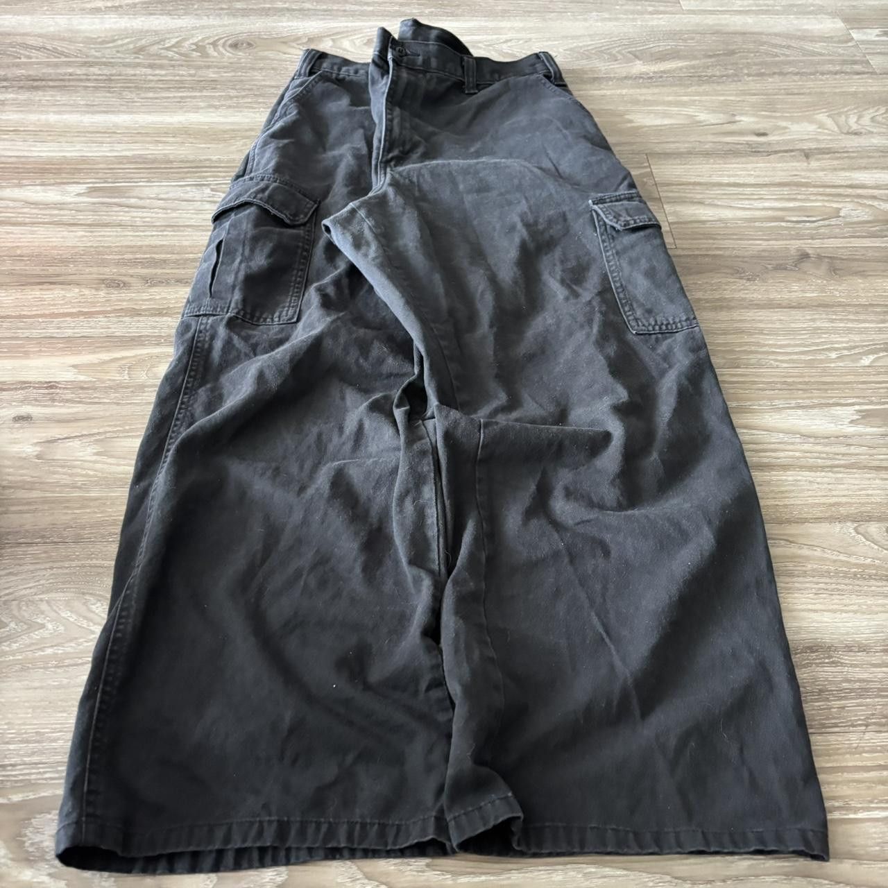 Vintage Crazy Vintage Y2K/2000s Baggy Black Skater Style Cargo Pants! 35x29 Size US 35 - 3 Thumbnail