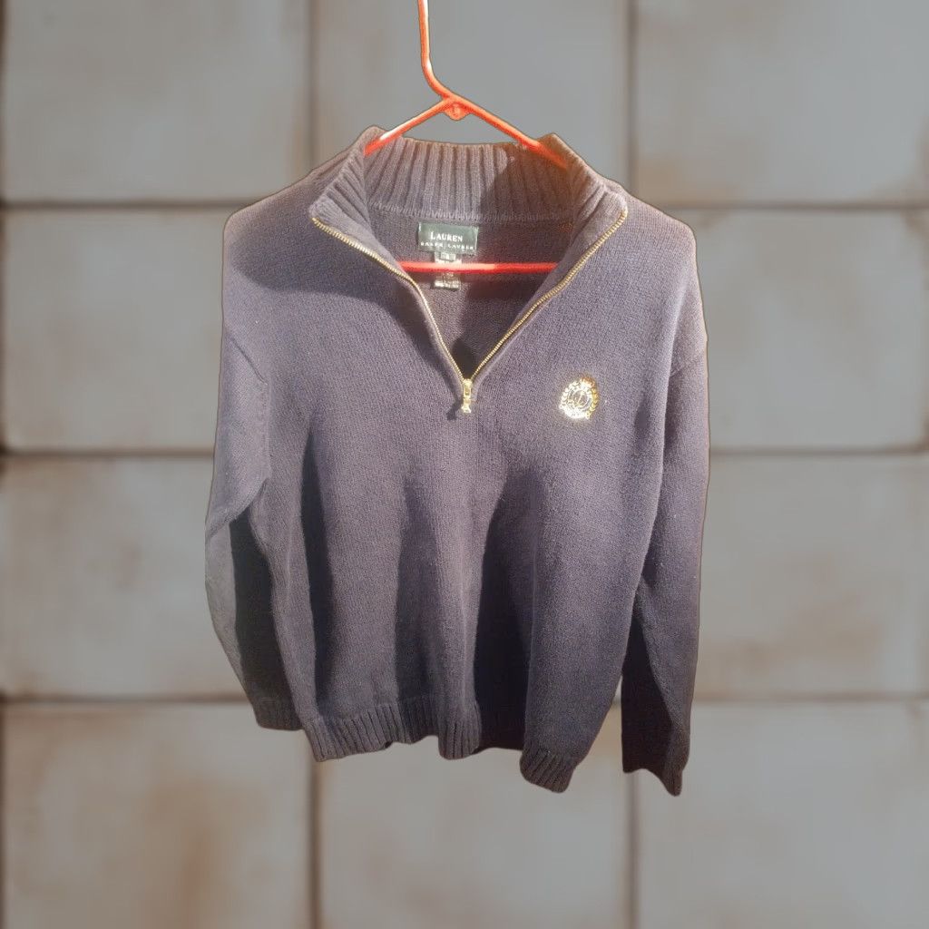 Ralph Lauren VINTAGE Lauren Ralph Lauren Navy Crest Sweater Mens Like New Size S Fits M-L Half Zip Blue Crest 90s/ Vintage Theme Mens Size US S / EU 44-46 / 1 - 1 Thumbnail