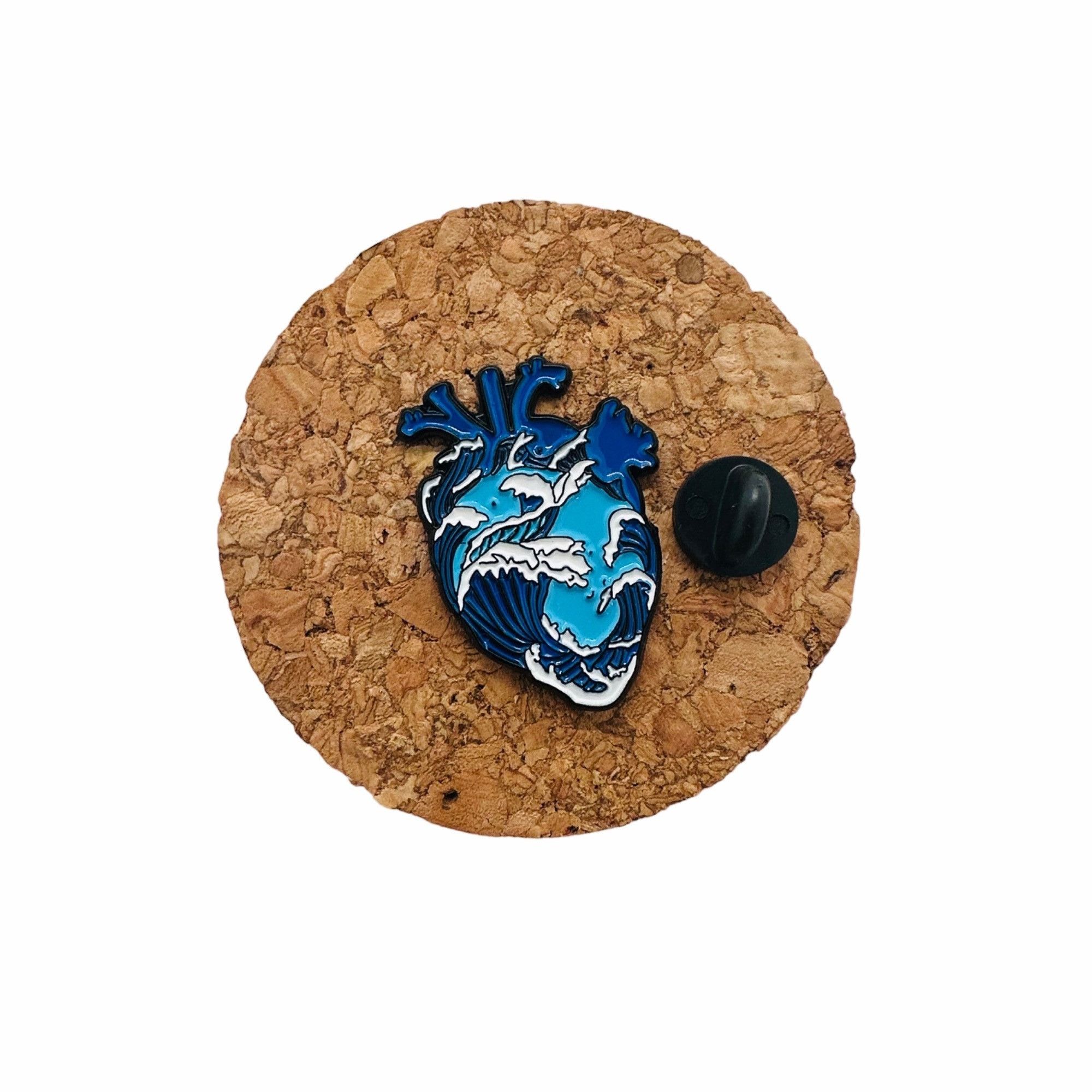 Other Sea Wave Anatomical Heart Art Enamel Pin Metal Ocean Waves M Size ONE SIZE - 3 Thumbnail