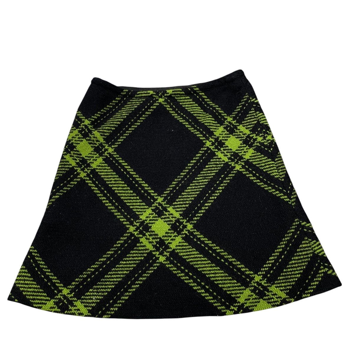 agnes b. Vintage Agnes B Wool Mini Skirt Size 36 Black/Green Colour Size 26" / US 2 / IT 38 - 8 Thumbnail