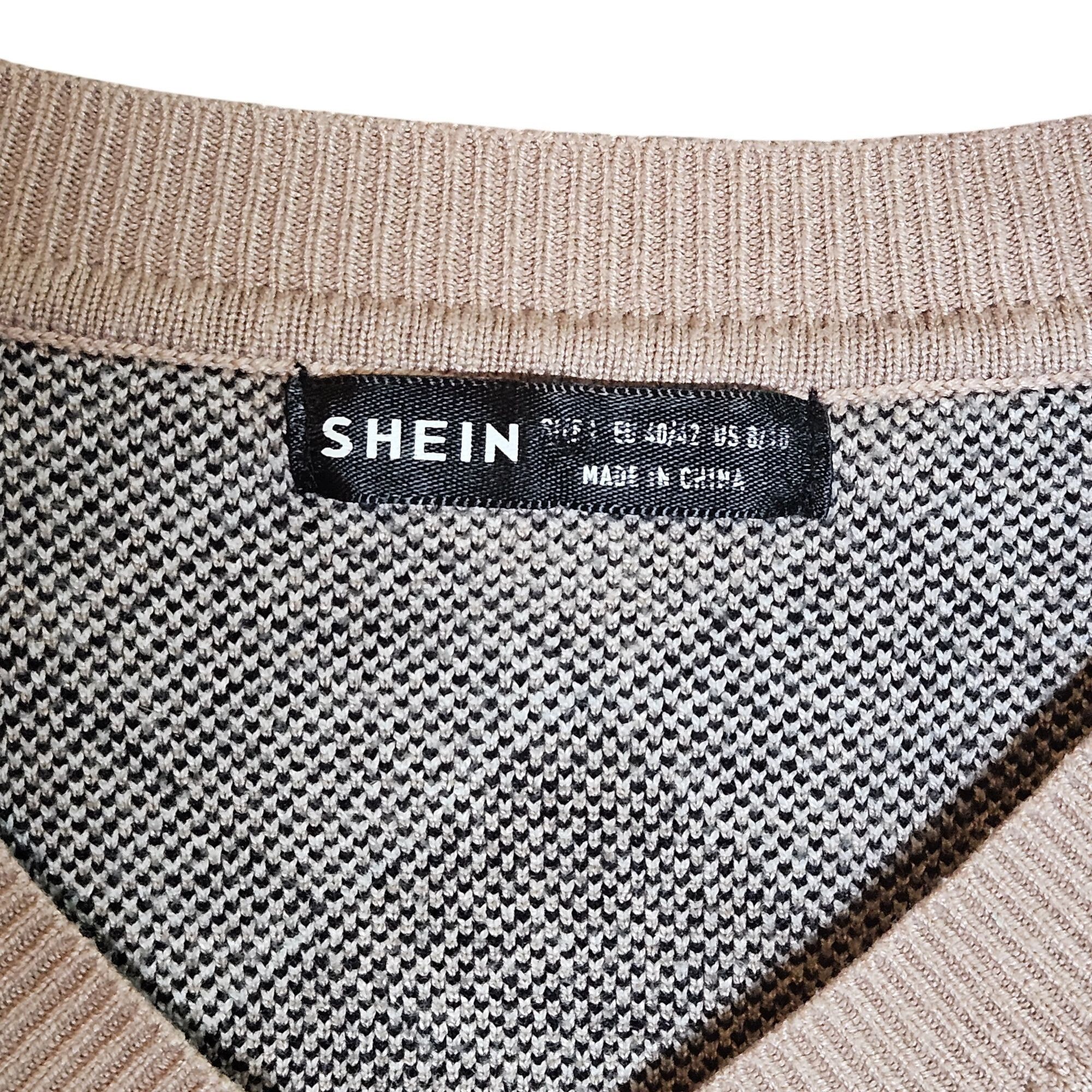 Shein Argyle V-Neck Sweater SHEIN Womens Beige & Black Knitted 8 L Size M / US 6-8 / IT 42-44 - 8 Thumbnail