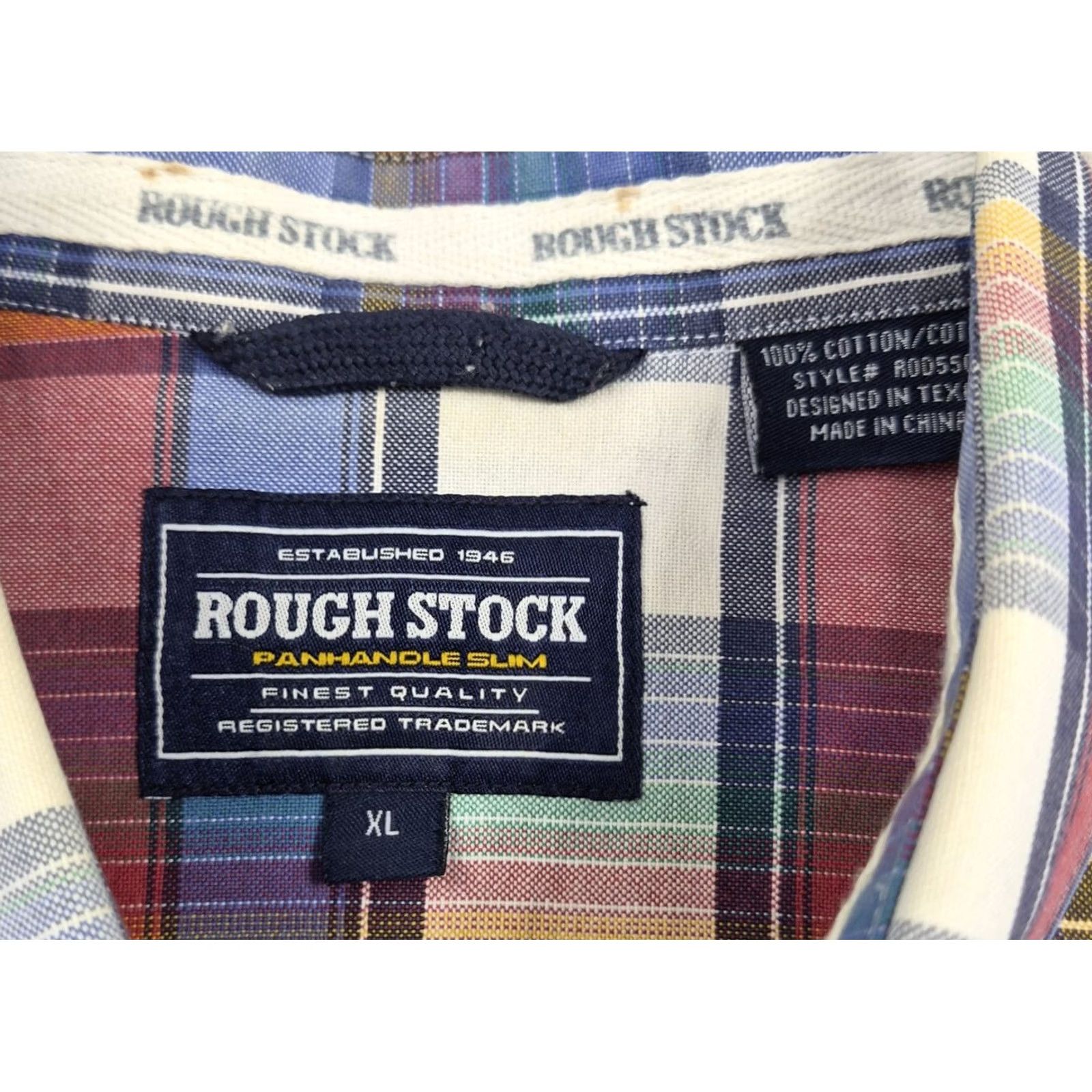 Vintage Rough Stock Panhandle Slim Button Up Western Shirt Mens XL Plaid Long Sleeve Size US XL / EU 56 / 4 - 5 Thumbnail
