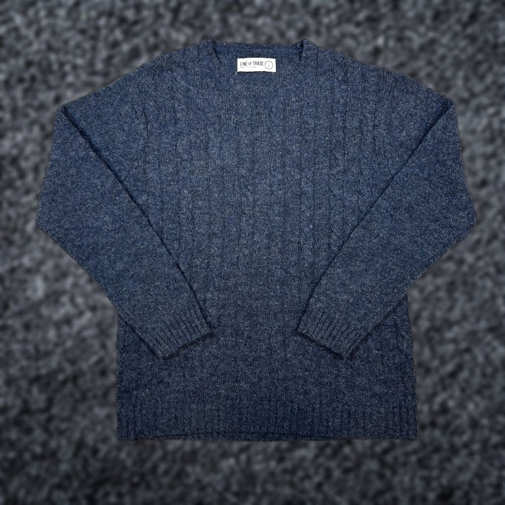 Vintage Line of Trade Navy Cable-Knit Fisherman Sweater / Men’s L Shirt? No—Sweater Size US L / EU 52-54 / 3 - 1 Thumbnail