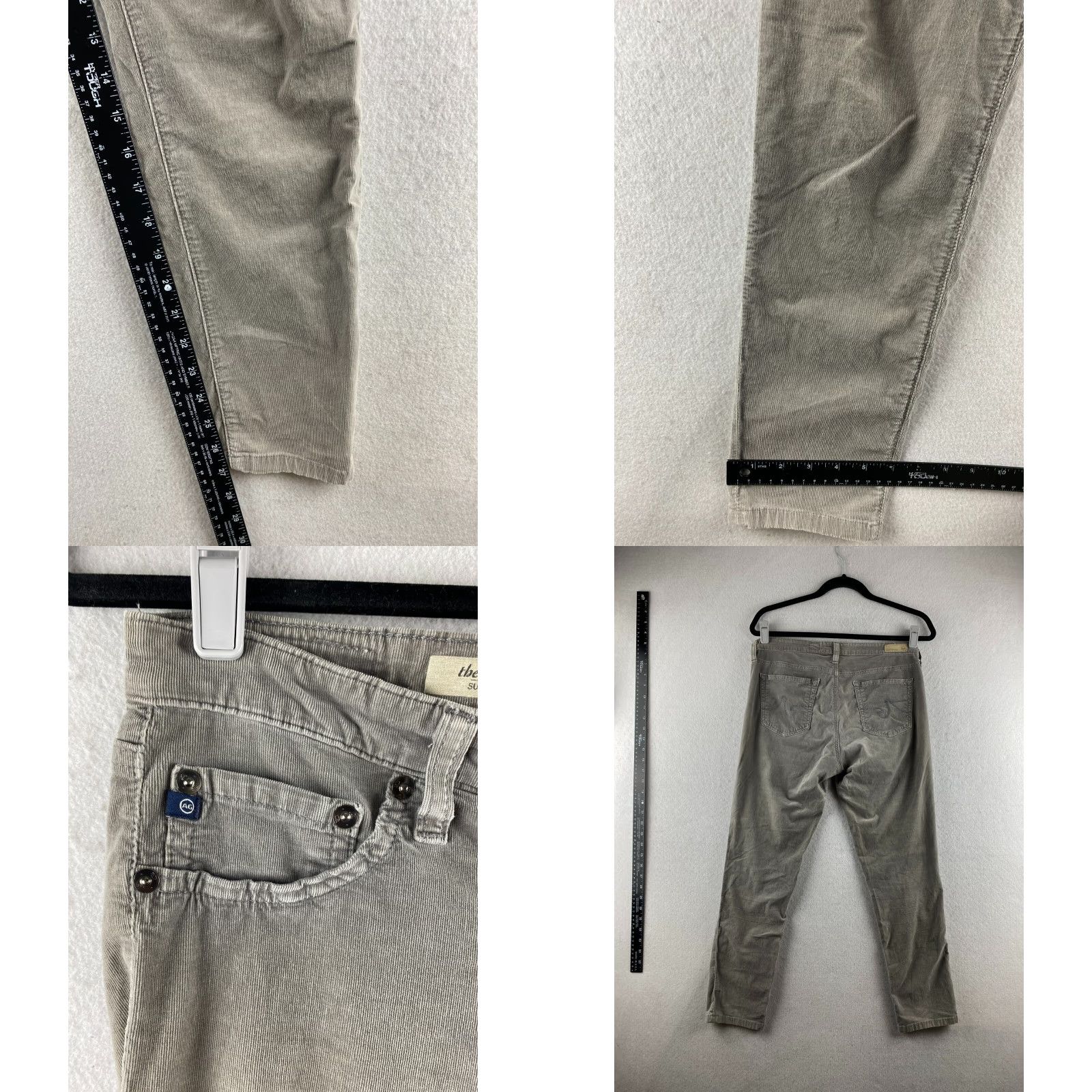 Vintage AG Adriano Goldschmeid Pants Womens 31 Gray Corduroy The Legging Super Skinny Size 24" / US 00 / IT 34 - 9 Thumbnail