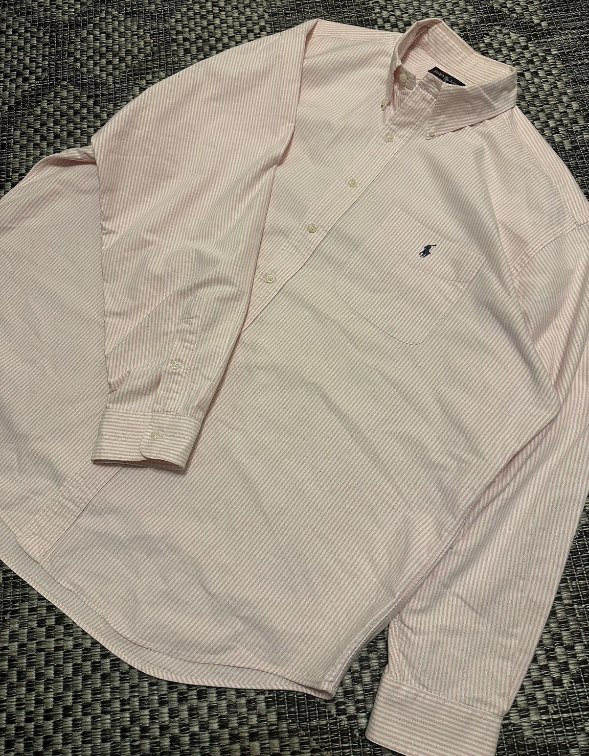 image of Polo Ralph Lauren x Ralph Lauren Vintage Ralph Laurent Polo Jeans Co. Shirt in Pink White Striped (