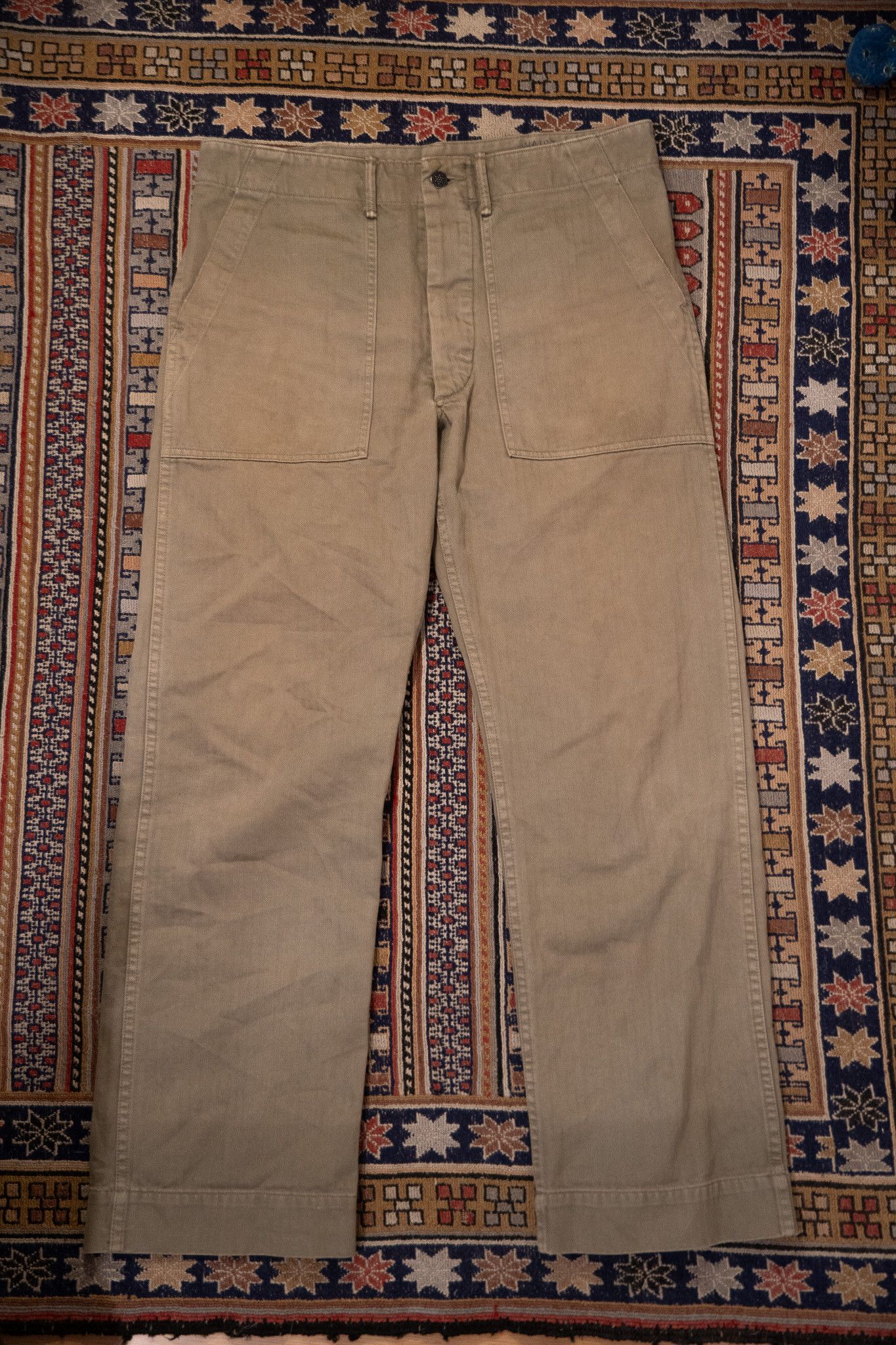RRL Ralph Lauren RRL Olive Herringbone Trousers Size US 33 - 1 Thumbnail