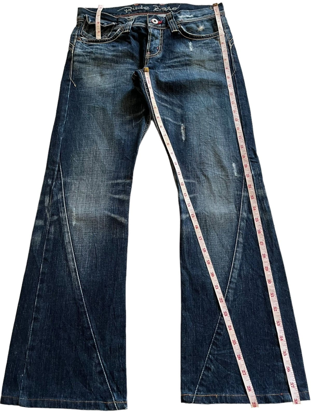 Edwin Vintage Japanese Edwin Flared Buckle Back Distressed Jeans Size 32" / US 10 / IT 46 - 12 Thumbnail