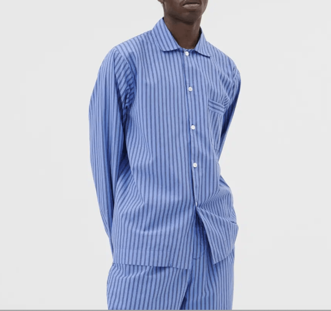 Tekla TEKLA Cotton Boro Stripe Poplin LS button down pajama shirt Size M / US 6-8 / IT 42-44 - 3 Thumbnail