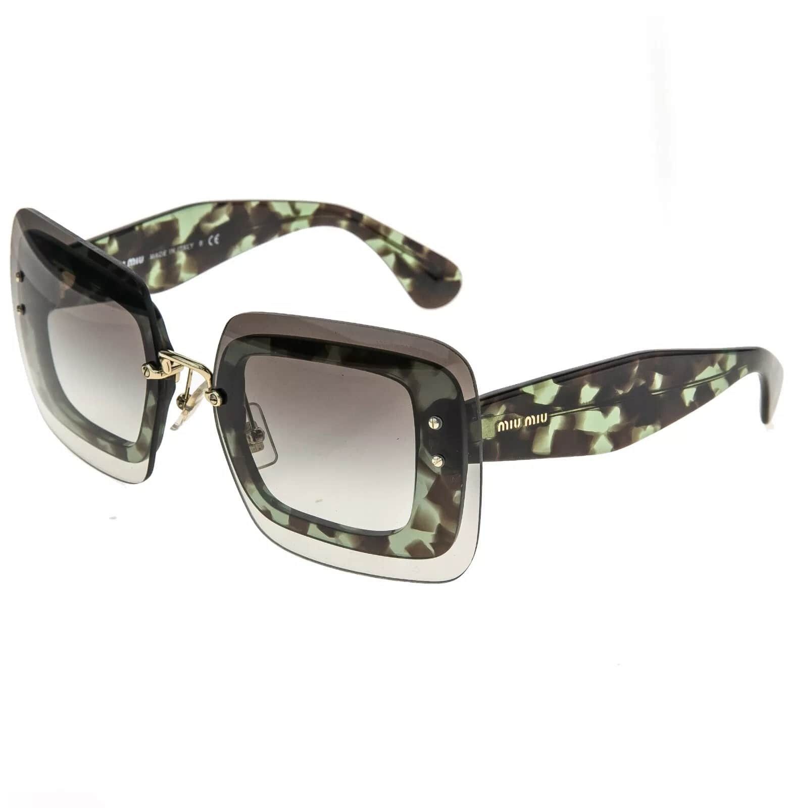 Miu Miu MIU MIU REVEAL MU02RS Transparent Green Brown Sunglasses 02R Size ONE SIZE - 10 Thumbnail