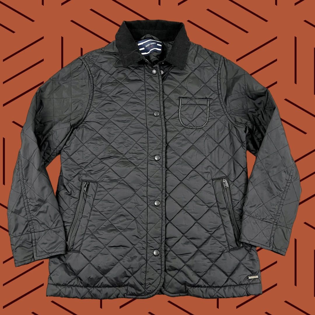 Saint James Saint-James Jacket Womens US 10 FR 42 Black Quilted Puffer Full Zip Snap Coat Size L / US 10 / IT 46 - 1 Thumbnail