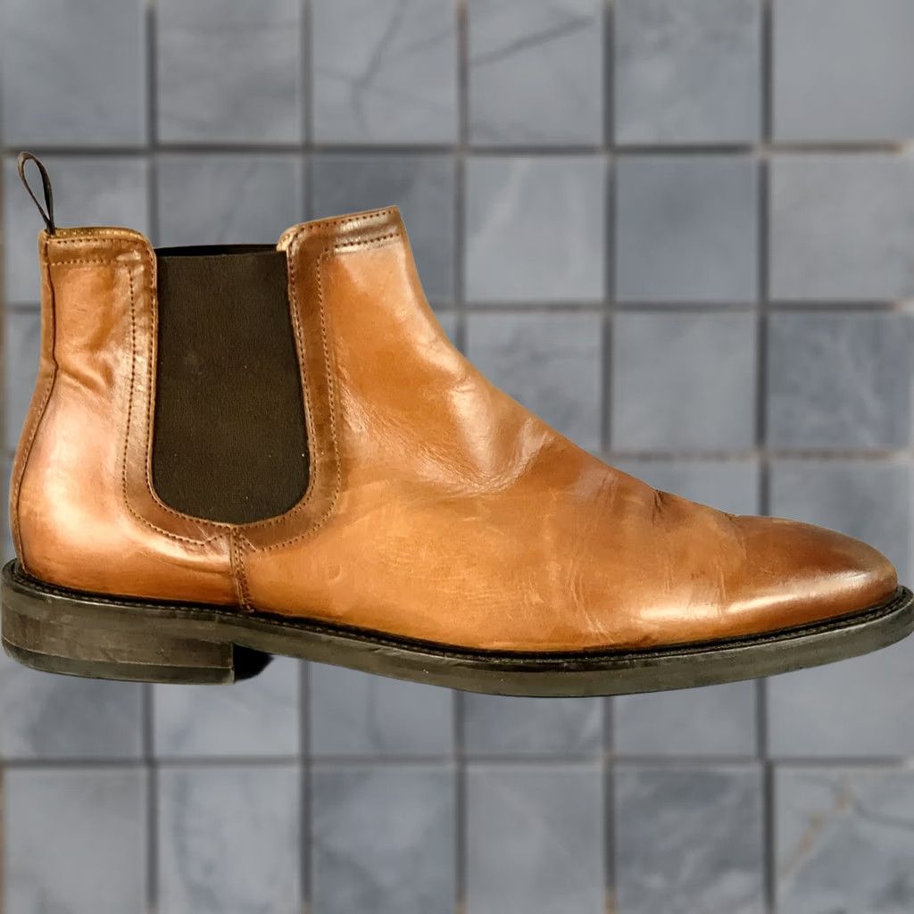 Vintage ANTONIO MAURIZI Size 13 Brown Leather Ankle Chelsea Boots Mens Shoes Boots Chelsea Italy Leather Upper 13 Brown Chelsea Mens Size US 13 / EU 46 - 1 Thumbnail