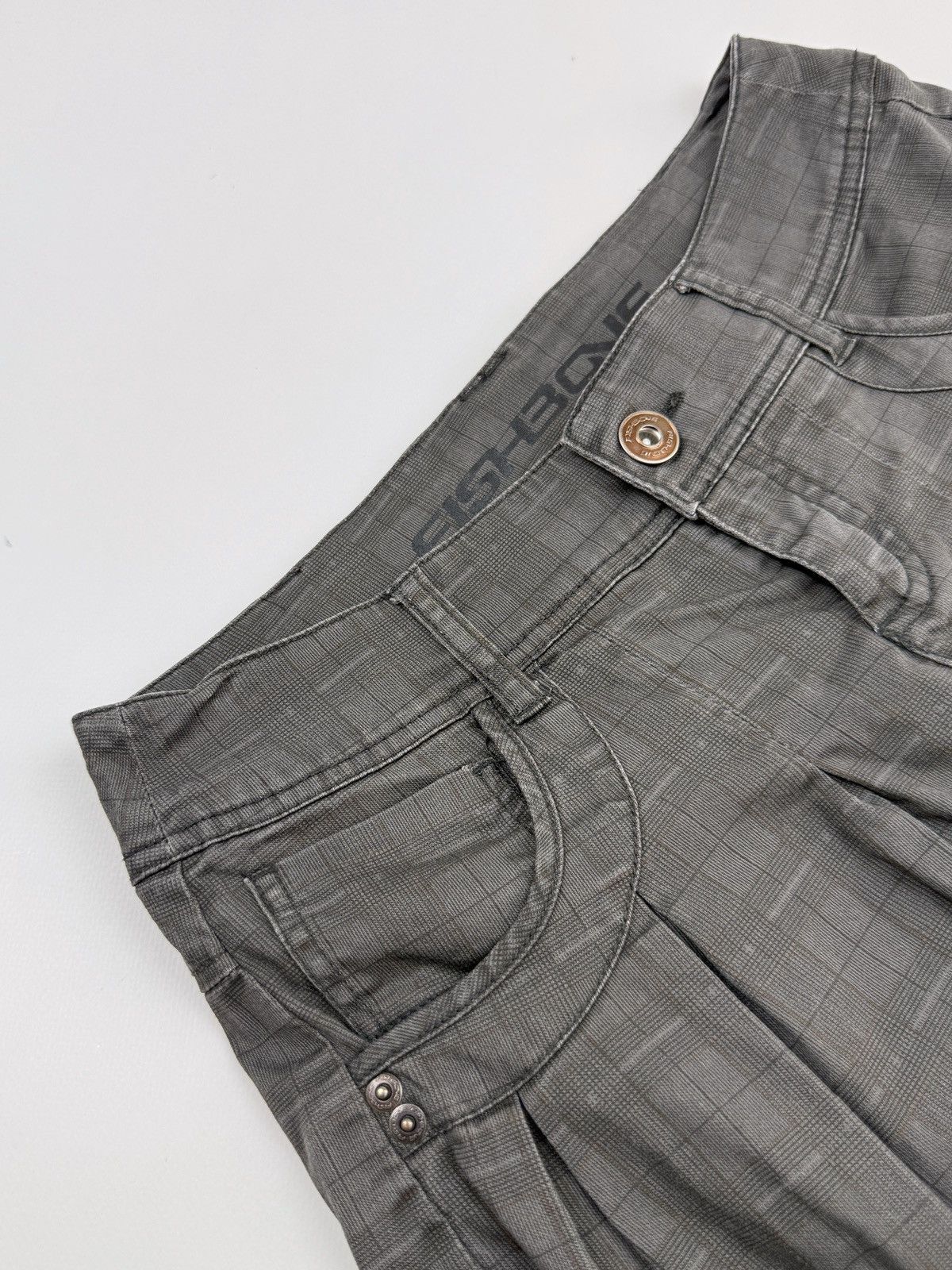 Vintage Y2K Vintage Fishbone Grey Check Pleated Mini Skirt Size 28" / US 6 / IT 42 - 2 Thumbnail