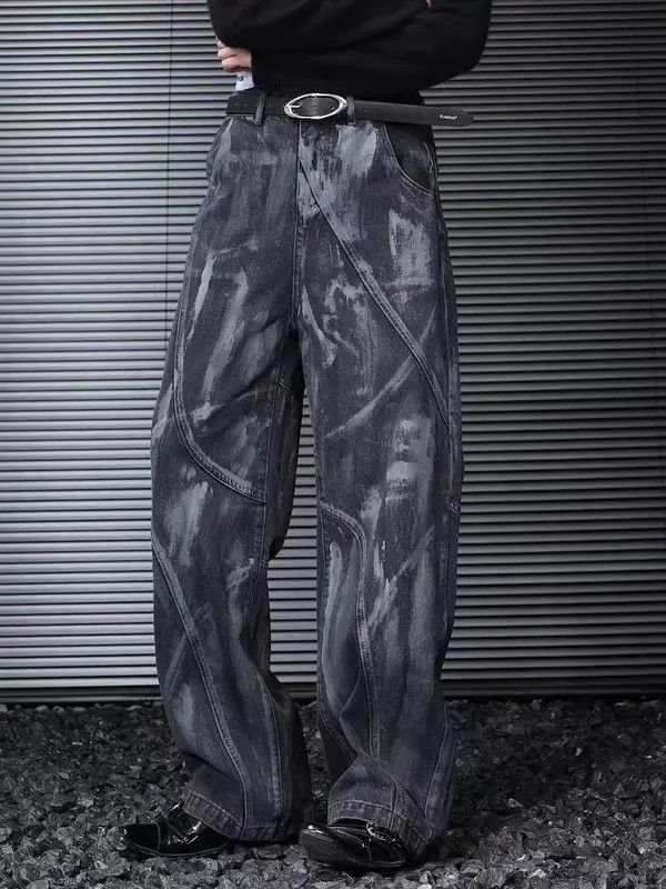 Japanese Brand VIBE Painted heavy-duty deconstructed washed baggy jeans Size US 34 / EU 50 - 7 Thumbnail