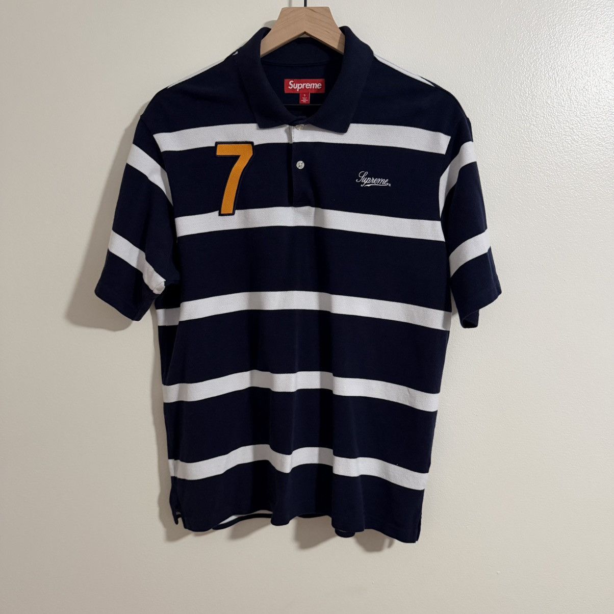 Supreme Supreme Sequin Stripe Zip Polo Blue | Grailed