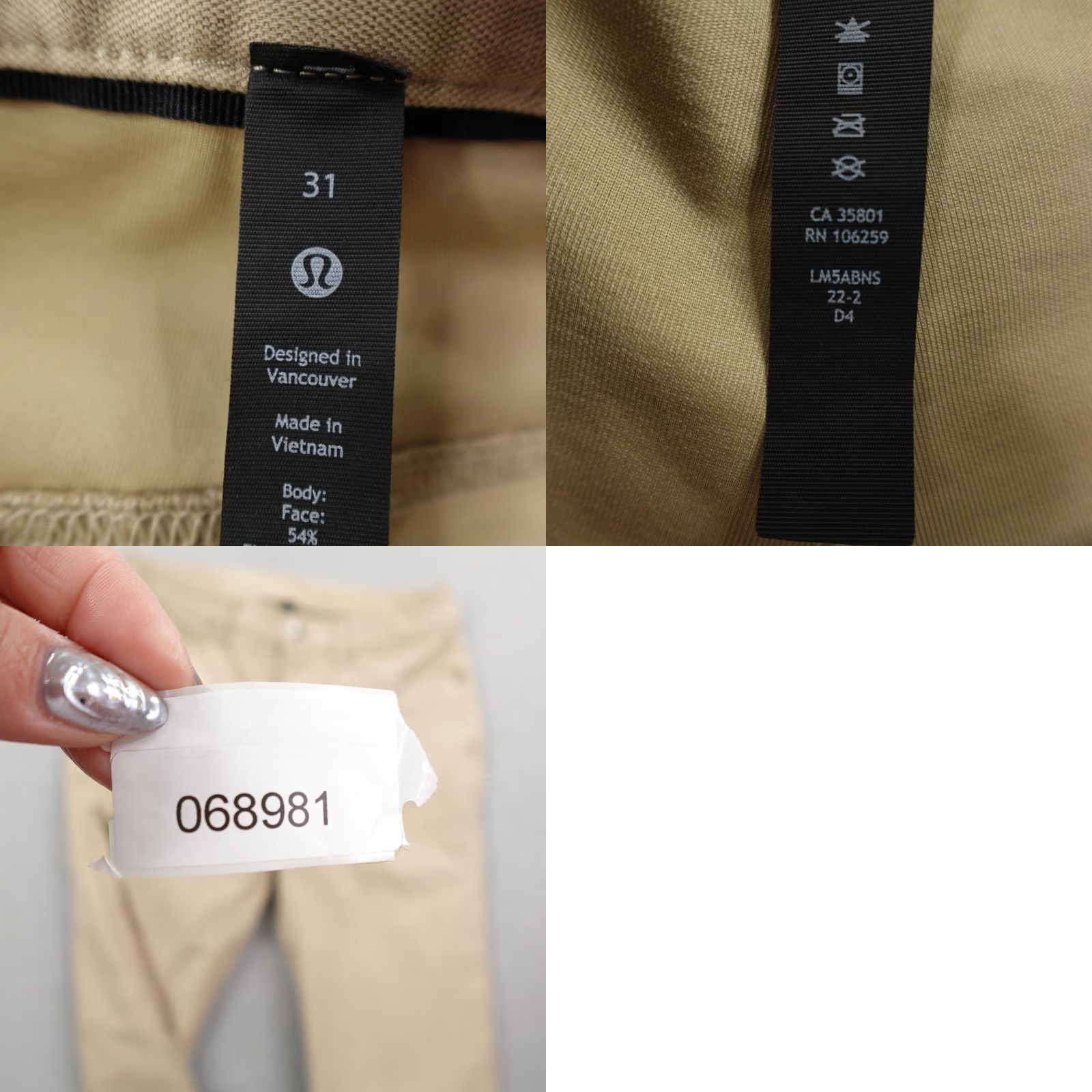 Lululemon Lululemon Pants Mens 31 Khaki Beige ABC Commission Warpstreme Chino Performance Pants Size US 31 - 10 Thumbnail