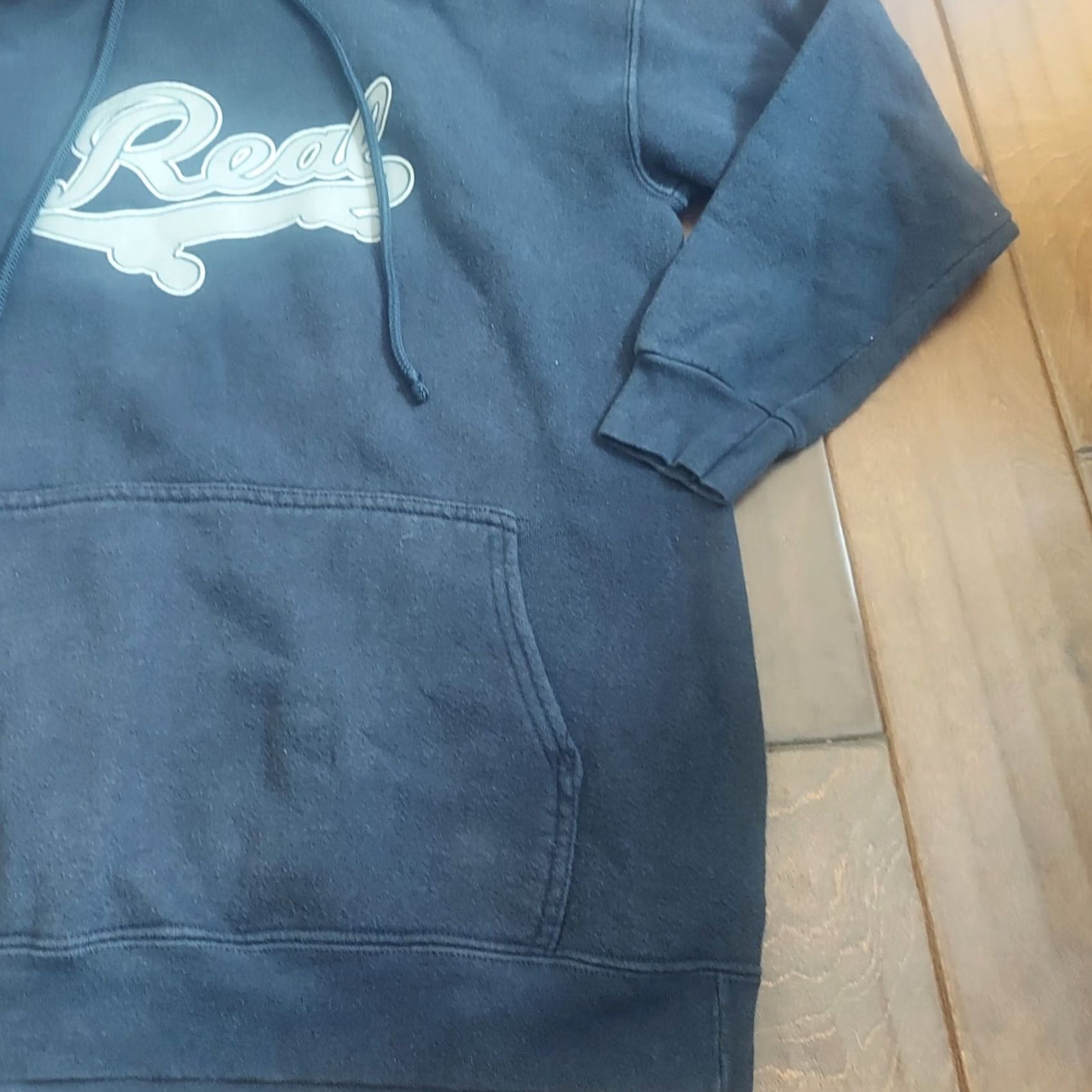 Vintage VINTAGE Real Skateboard Hoodie Navy Blue Drawstring Pocket Logo - Size S - Men - Regular - Winter Fall - Pullover Size US S / EU 44-46 / 1 - 5 Thumbnail