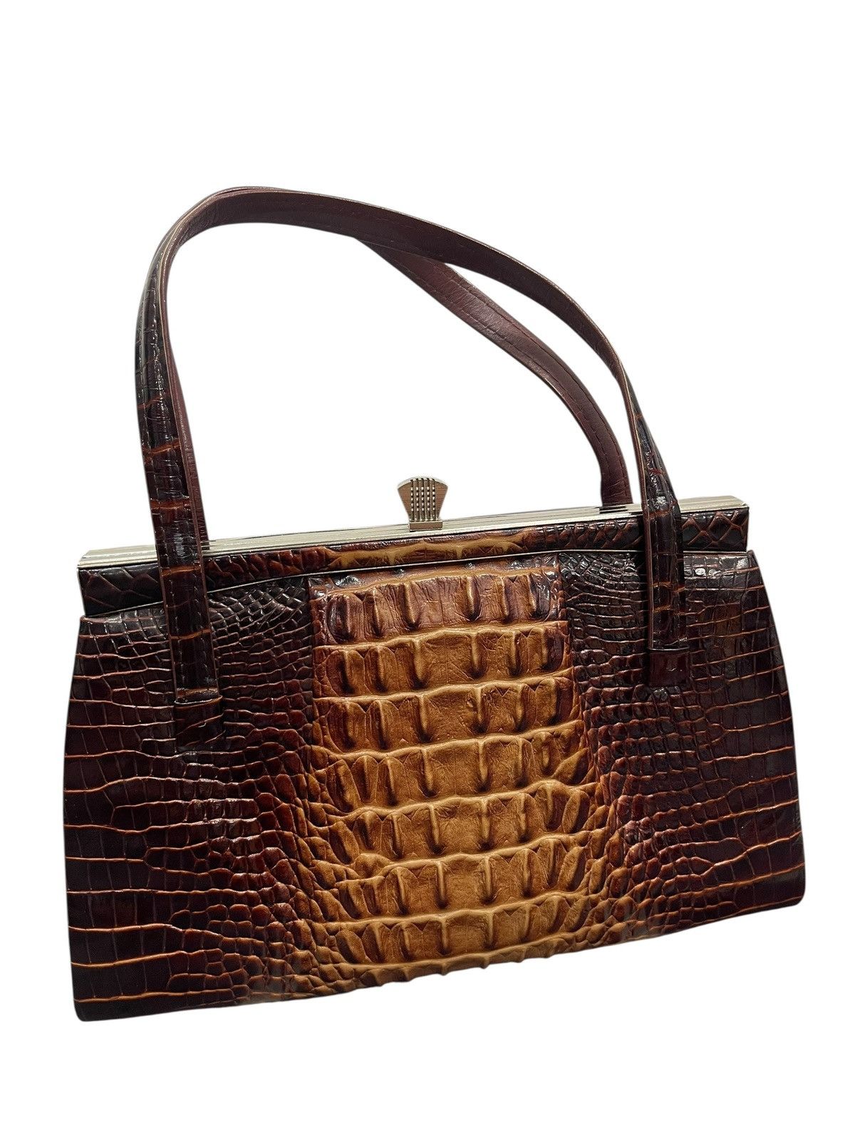 Genuine Leather Crocodile Skin Leather Vtg 60s Kawano Japan Hand Bag 8🟩 Size ONE SIZE - 1 Thumbnail