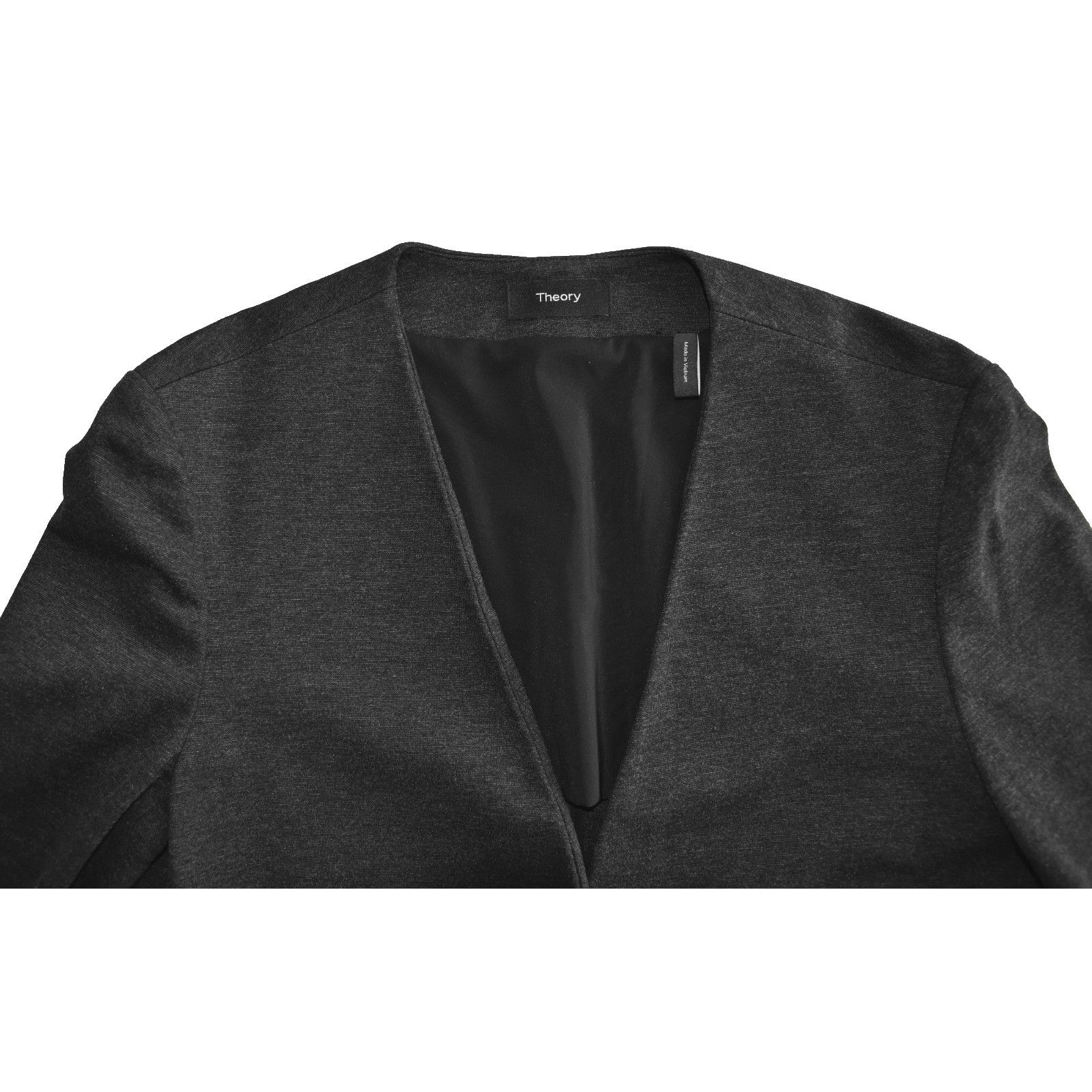 Theory THEORY Charcoal Blk Open Front Half Lined Long Jacket Sz 6 Size M / US 6-8 / IT 42-44 - 4 Thumbnail