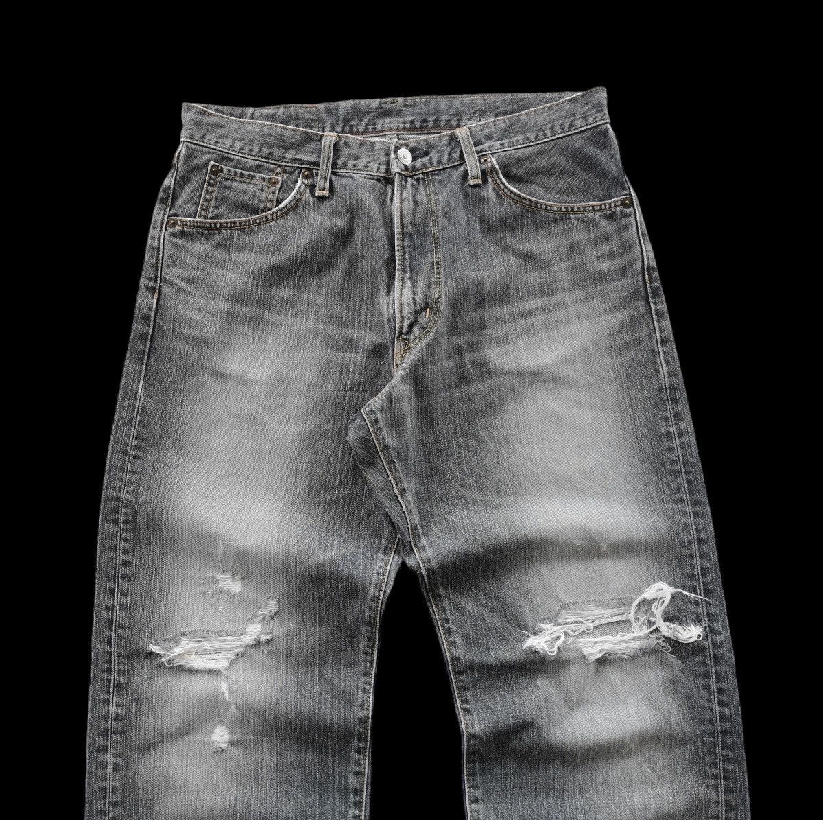 image of Distressed Denim x Edwin Style Hysteric Glamour (Size 33X43.5) in Grey, Men's