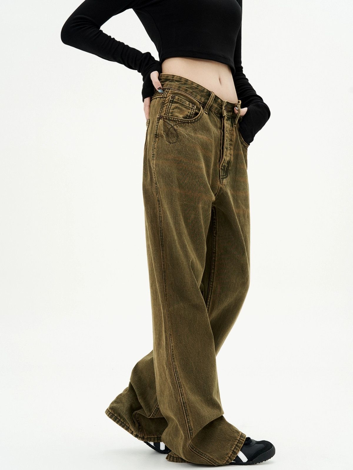 washed faded dance baggy skate hiphop jeans