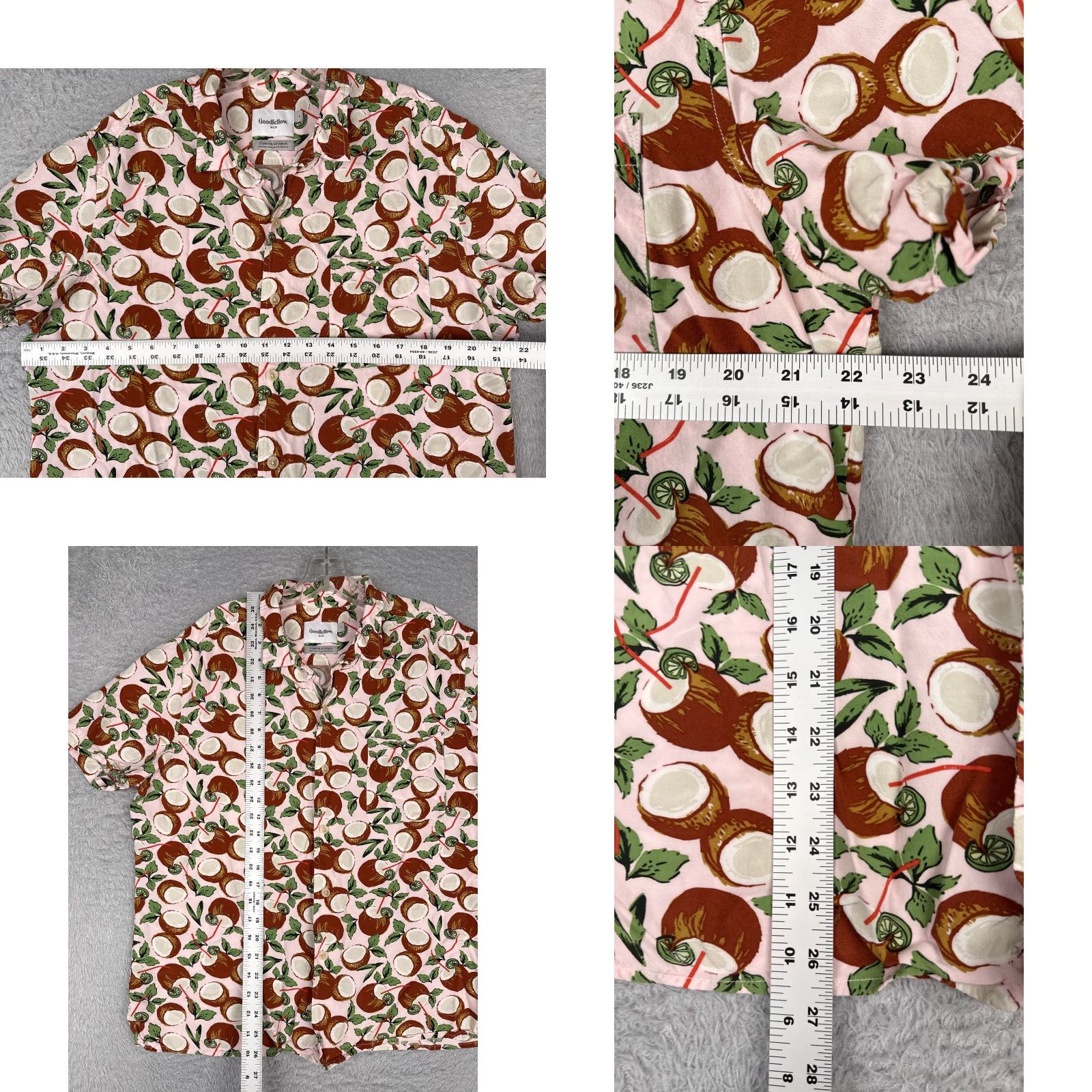 Vintage Goodfellow & Co Shirt Adult Large Pink Hawaiian Floral All Over Print Rayon Button-Up Mens Size US L / EU 52-54 / 3 - 8 Thumbnail