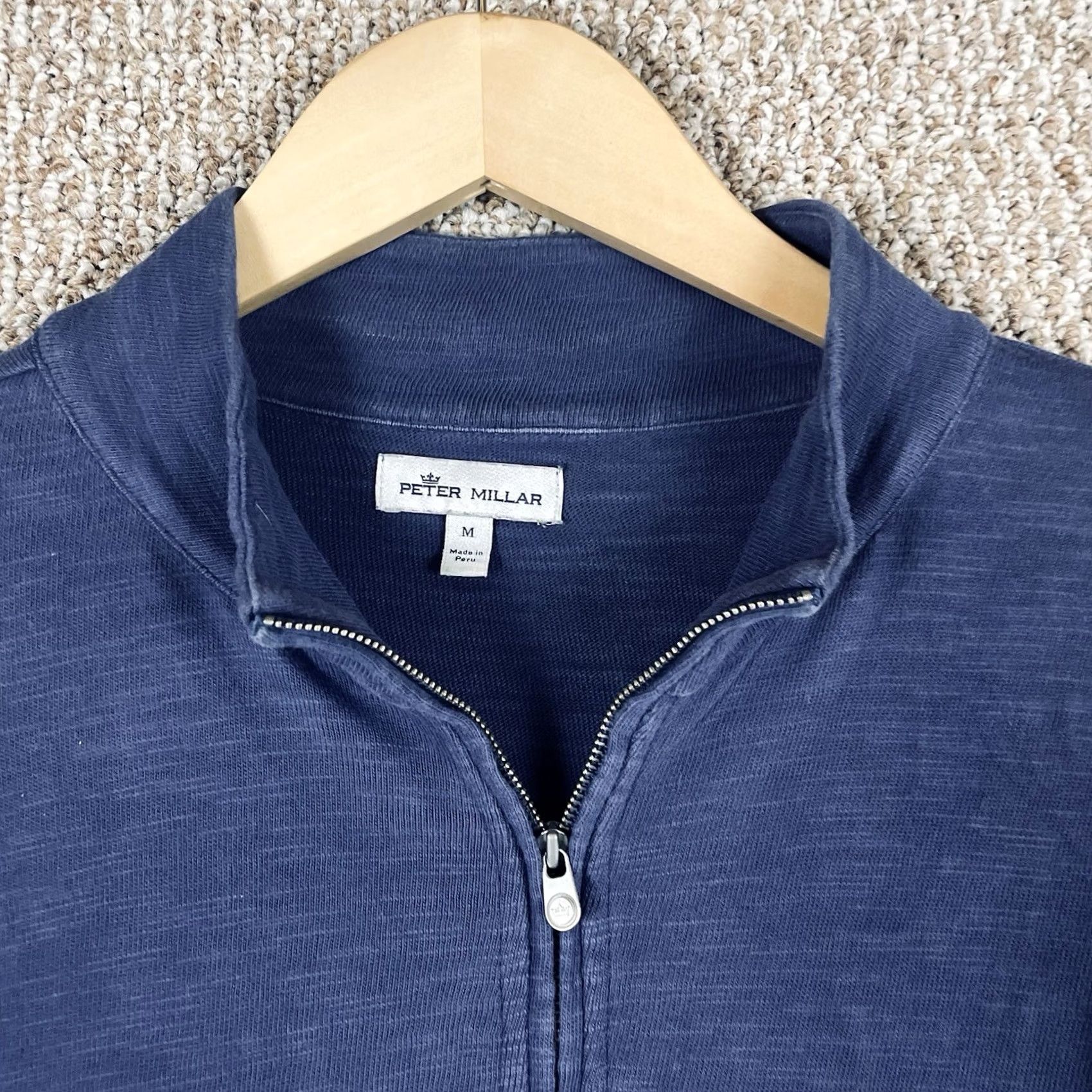Peter Millar Peter Millar Pullover Men's M Seaside Cotton Slub 1/4 Zip Blue Flaw Embroidered Golf Shirt Size US M / EU 48-50 / 2 - 2 Thumbnail