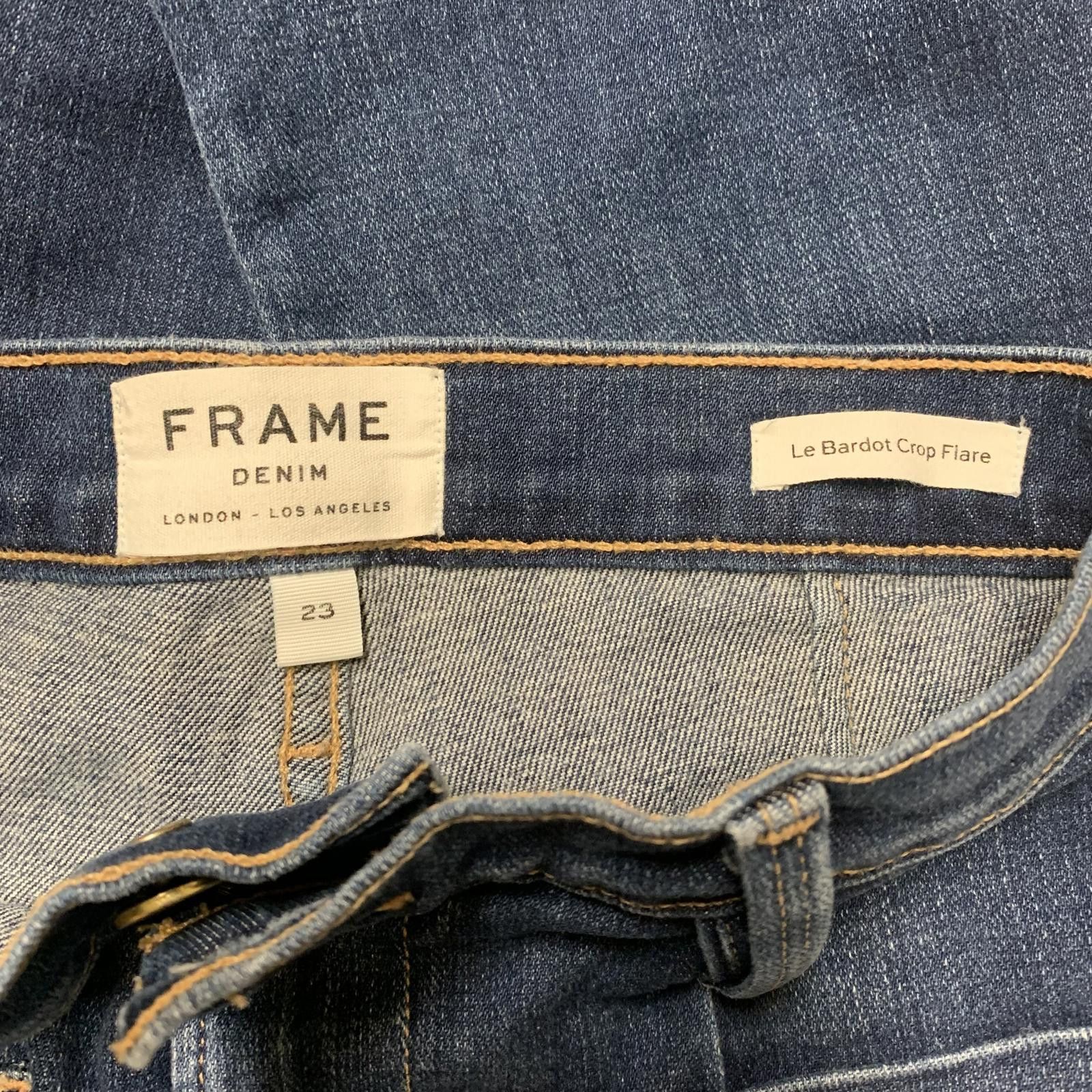 Frame FRAME Le Bardot Crop Flare Jeans Women 23 UK 4 Blue Denim Size 23" - 4 Thumbnail