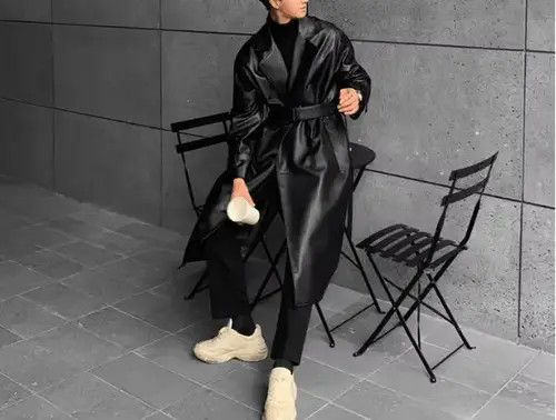 Aran Isles Knitwear × Designer Sweater Korean style Long Black Faux Leather trench coat Size US L / EU 52-54 / 3 - 2 Thumbnail