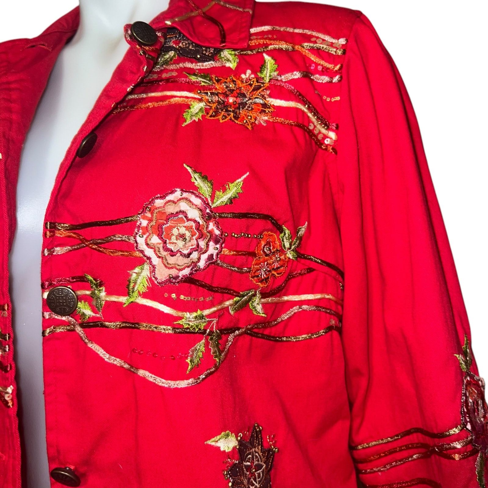 Coldwater Creek Vintage Coldwater Creek Red Embroidered Beaded Jacket XS Size XS / US 0-2 / IT 36-38 - 10 Thumbnail