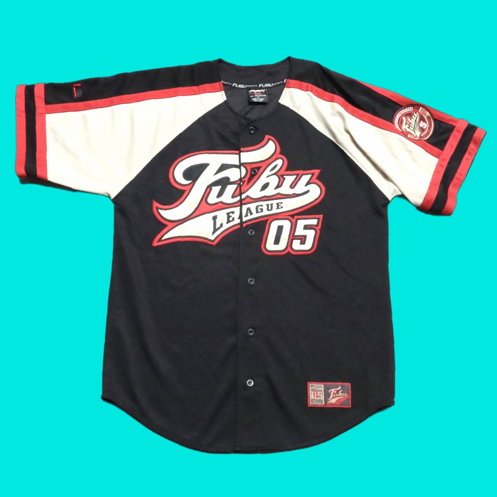 Fubu VINTAGE FUBU Baseball Jersey Mens L Black 05 Hip Hop Street 2000s Size US L / EU 52-54 / 3 - 1 Thumbnail