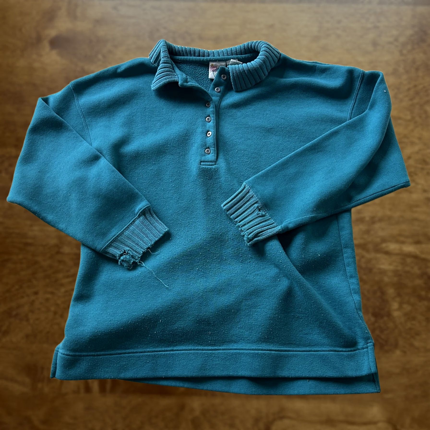 Vintage VINTAGE First Run Sweatshirt Mens M Blue Fleece Henley Pullover Winter 80s 90s Classic Pullover Mens Size US M / EU 48-50 / 2 - 1 Thumbnail