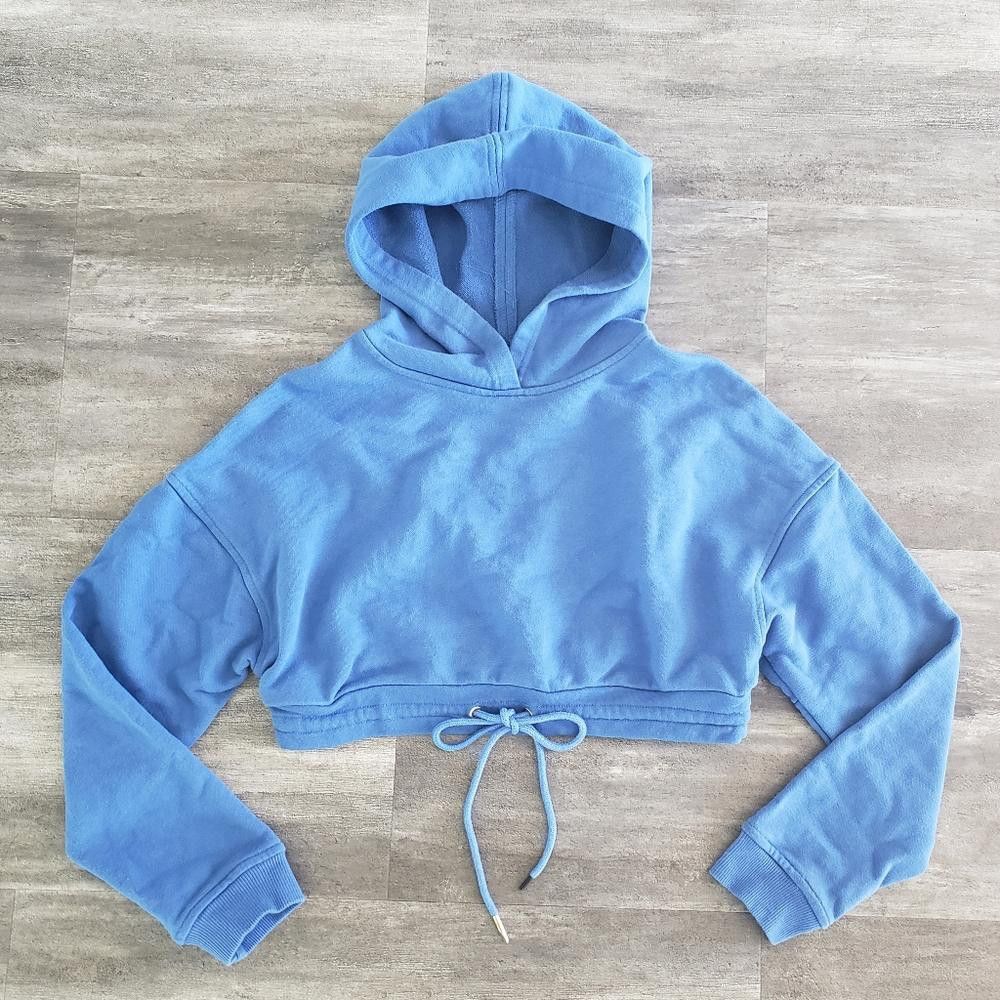 Fashion Nova Blue Classic FN Cropped Hoodie Long Sleeve Size S / US 4 / IT 40 - 1 Thumbnail