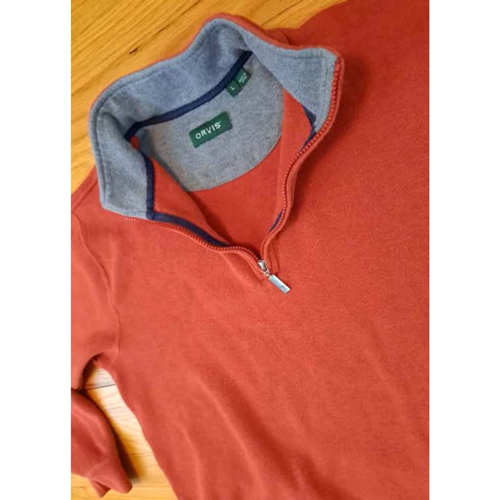 Orvis VINTAGE Orvis Sweater 1/4 Zip Pullover Cotton Knit High Neck Large L Burnt Orange Mens Size US L / EU 52-54 / 3 - 3 Thumbnail