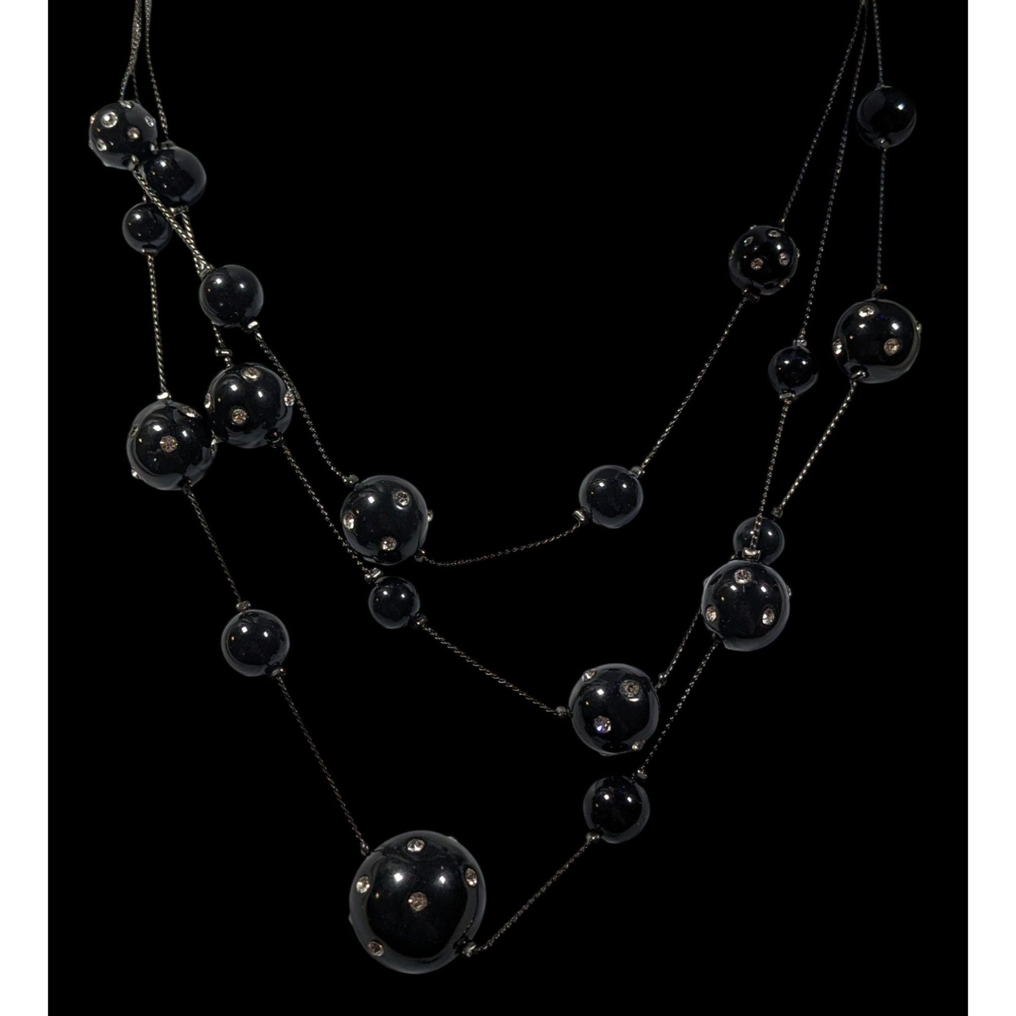 Other Glam Goth Black With Rhinestones Floating Necklace Size ONE SIZE - 5 Thumbnail