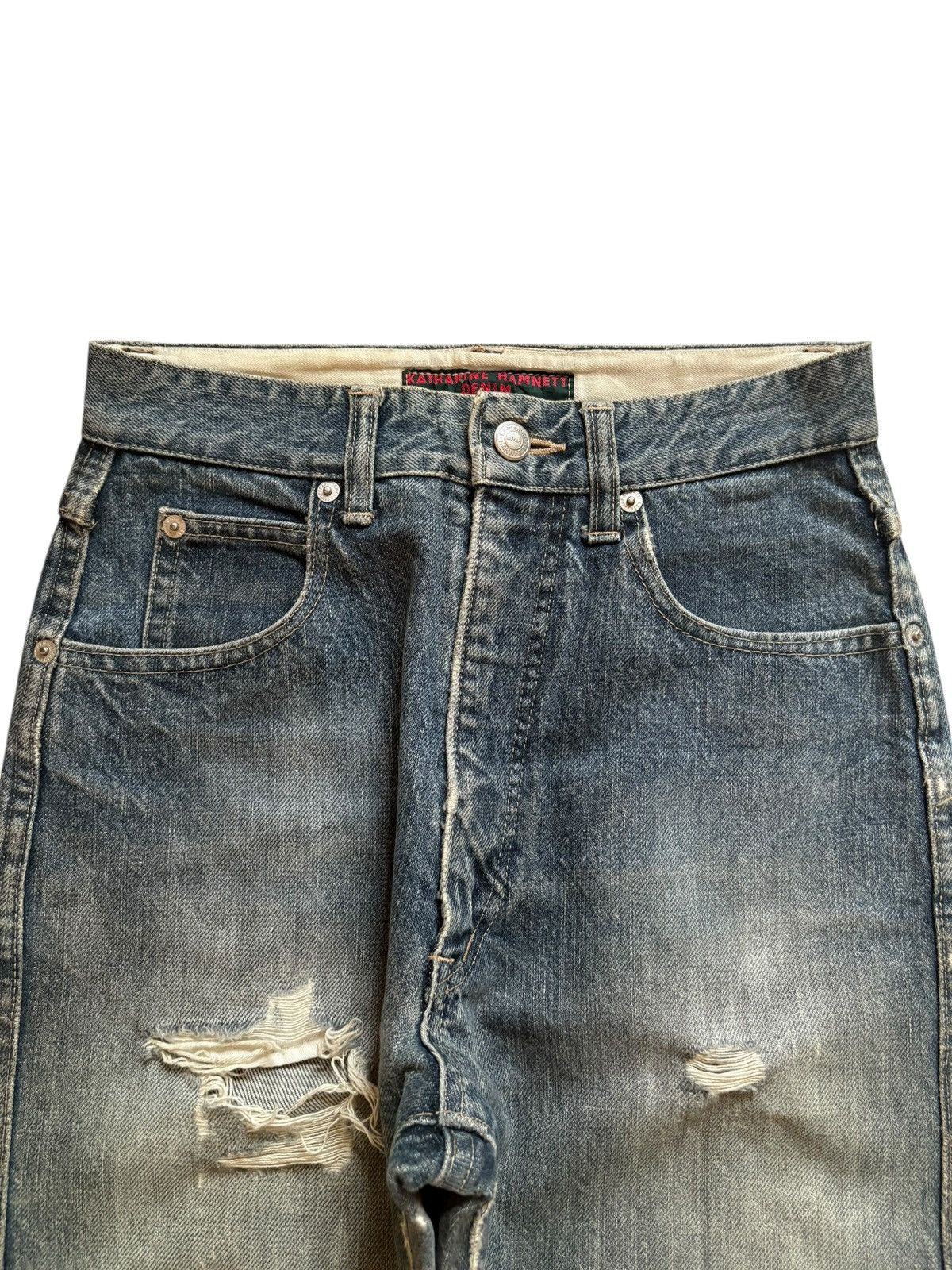 Designer × Katharine Hamnett London Vintage Katharine Mud Wash Distressed Ripped Bootcut Jeans Size 25" / US 0 / IT 36 - 4 Thumbnail