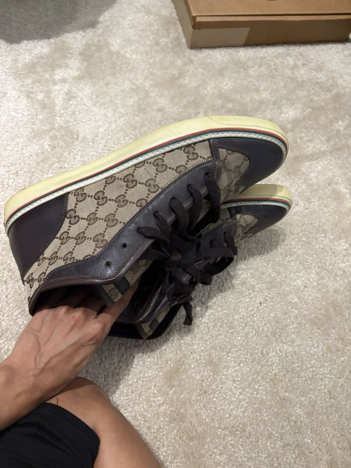 Gucci Gucci GG Canvas Monogram Wingtip High Top Sneaker Size US 10.5 / EU 43-44 - 10 Thumbnail