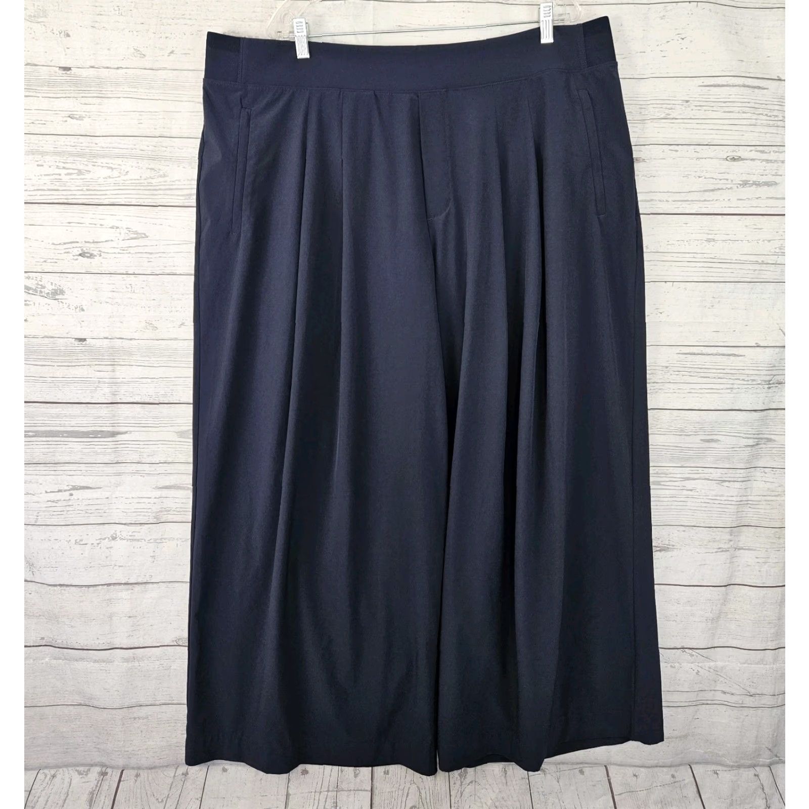 Athleta Athleta Womens Brooklyn Heights Wide Leg Pants Sz 22 Blue Pull On Zip Pockets Size 40" / US 18 - 2 Thumbnail