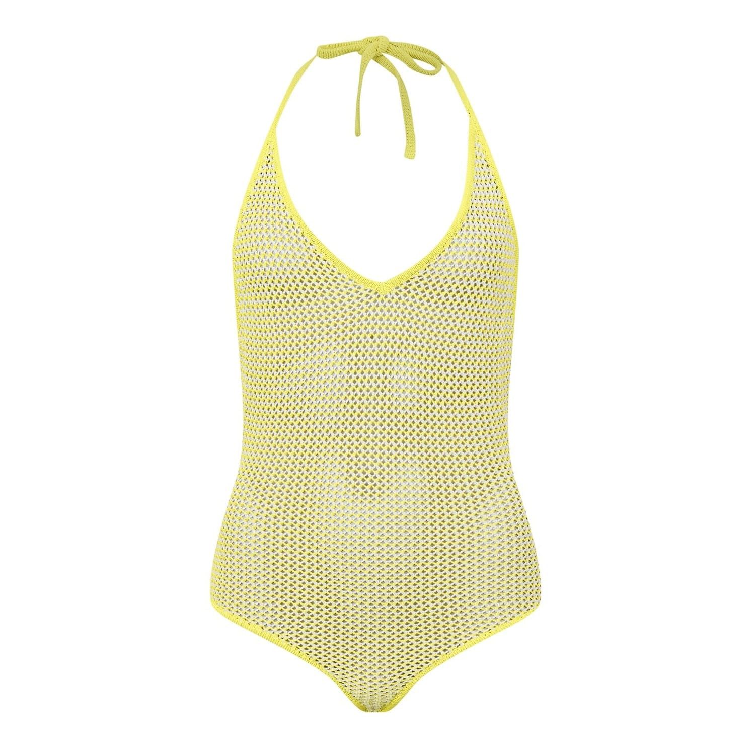 Bottega Veneta Bottega Veneta Fishnet Halter Slim Fit Bodysuit in Green Size S / US 4 / IT 40 - 1 Thumbnail