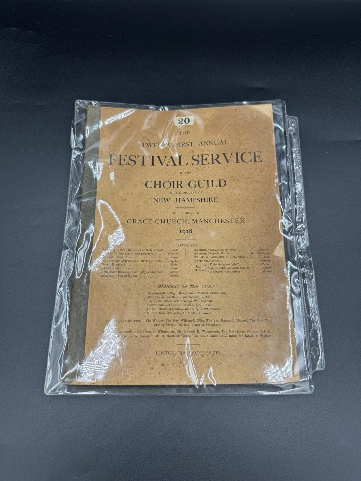 Designer 1918 Choir Guild Festival Service Pamphlet New Hampshire Size ONE SIZE - 1 Thumbnail