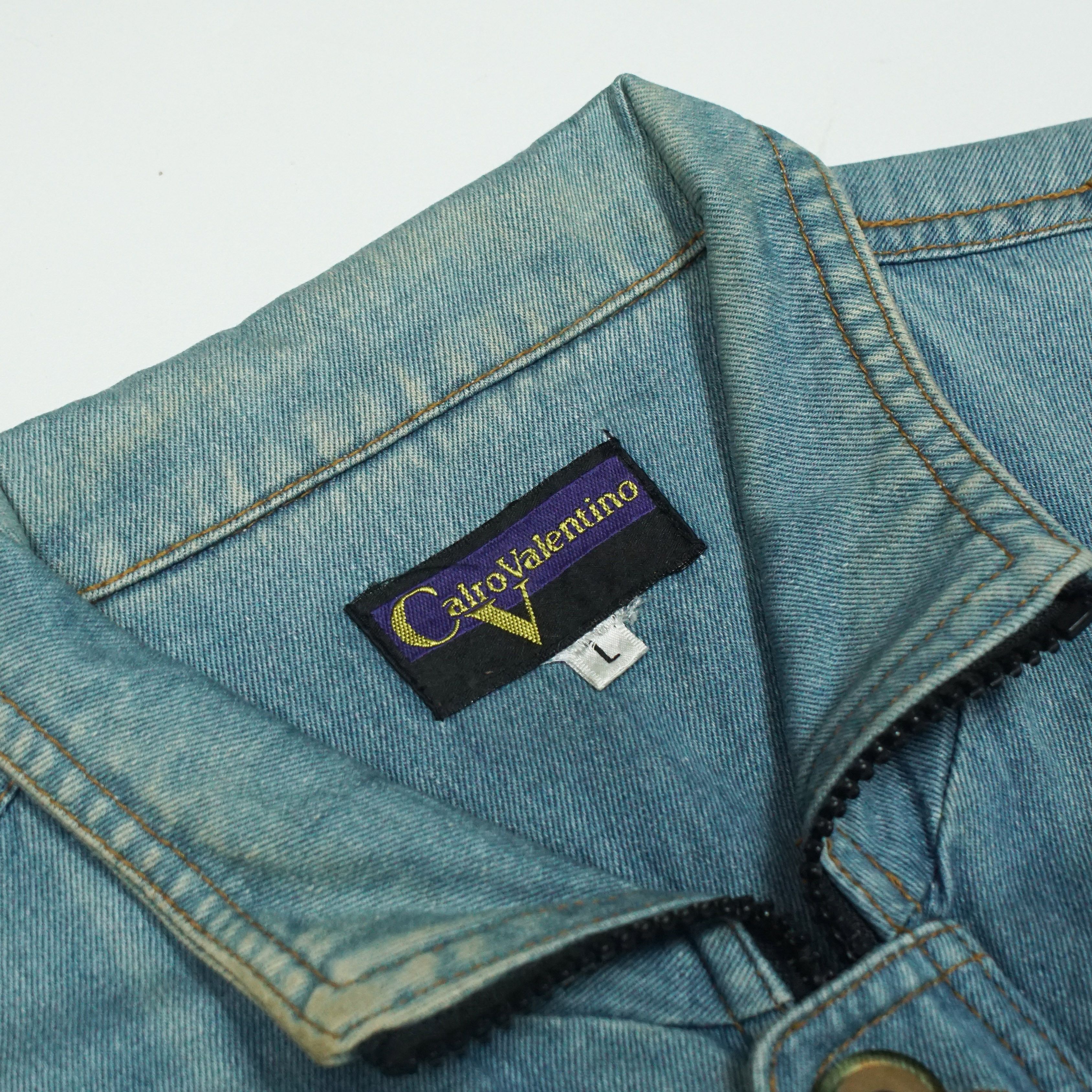 Giovanni Valentino *NoTariff 90s Calro Valentino Status Denim Jacket Size US L / EU 52-54 / 3 - 9 Thumbnail