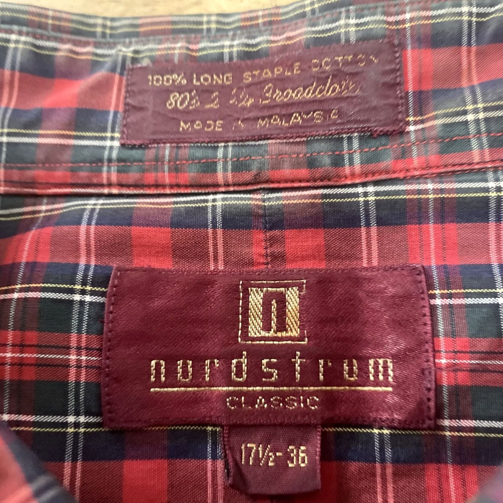 Nordstrom VINTAGE Nordstrom Red Plaid Button-Up Shirt Men 17.5 36 50 in Chest 80's Broadcloth Casual Size US XXL / EU 58 / 5 - 6 Thumbnail
